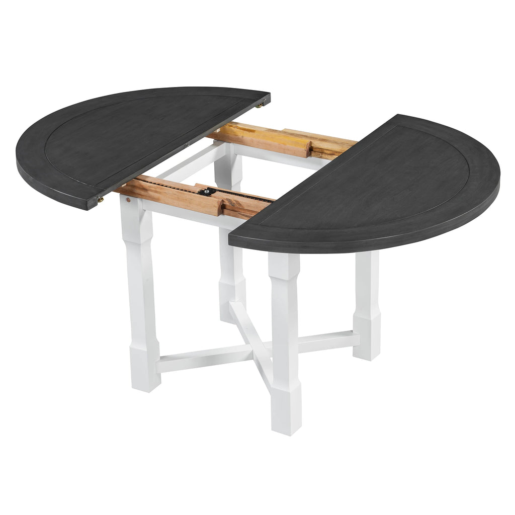 42" 5 Pieces Farmhouse Extendable Dining Table Set Wth 4 Chairs