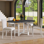 42" 5 Pieces Farmhouse Extendable Dining Table Set Wth 4 Chairs