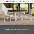 42" 5 Pieces Farmhouse Extendable Dining Table Set Wth 4 Chairs
