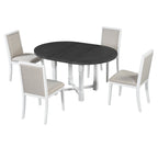 42" 5 Pieces Farmhouse Extendable Dining Table Set Wth 4 Chairs