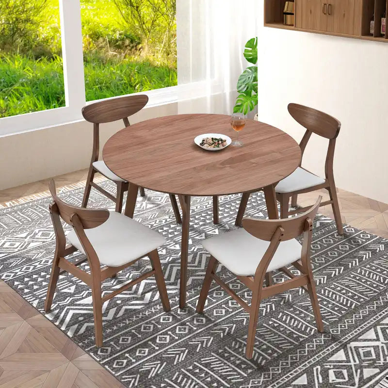 42" Modern Minimalist Round Dining Table Set