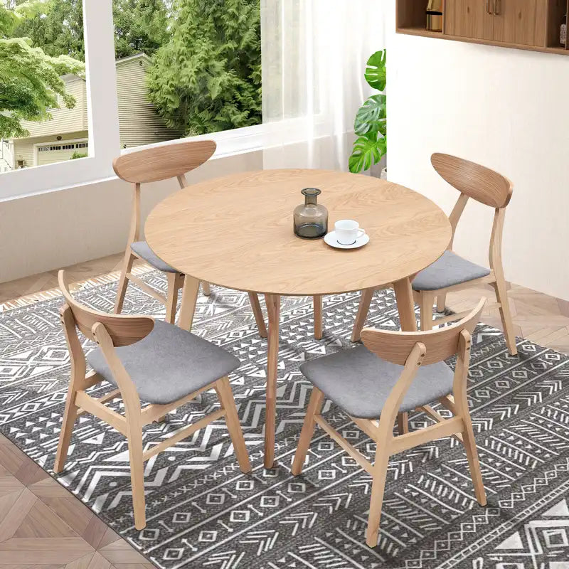 42" Modern Minimalist Round Dining Table Set