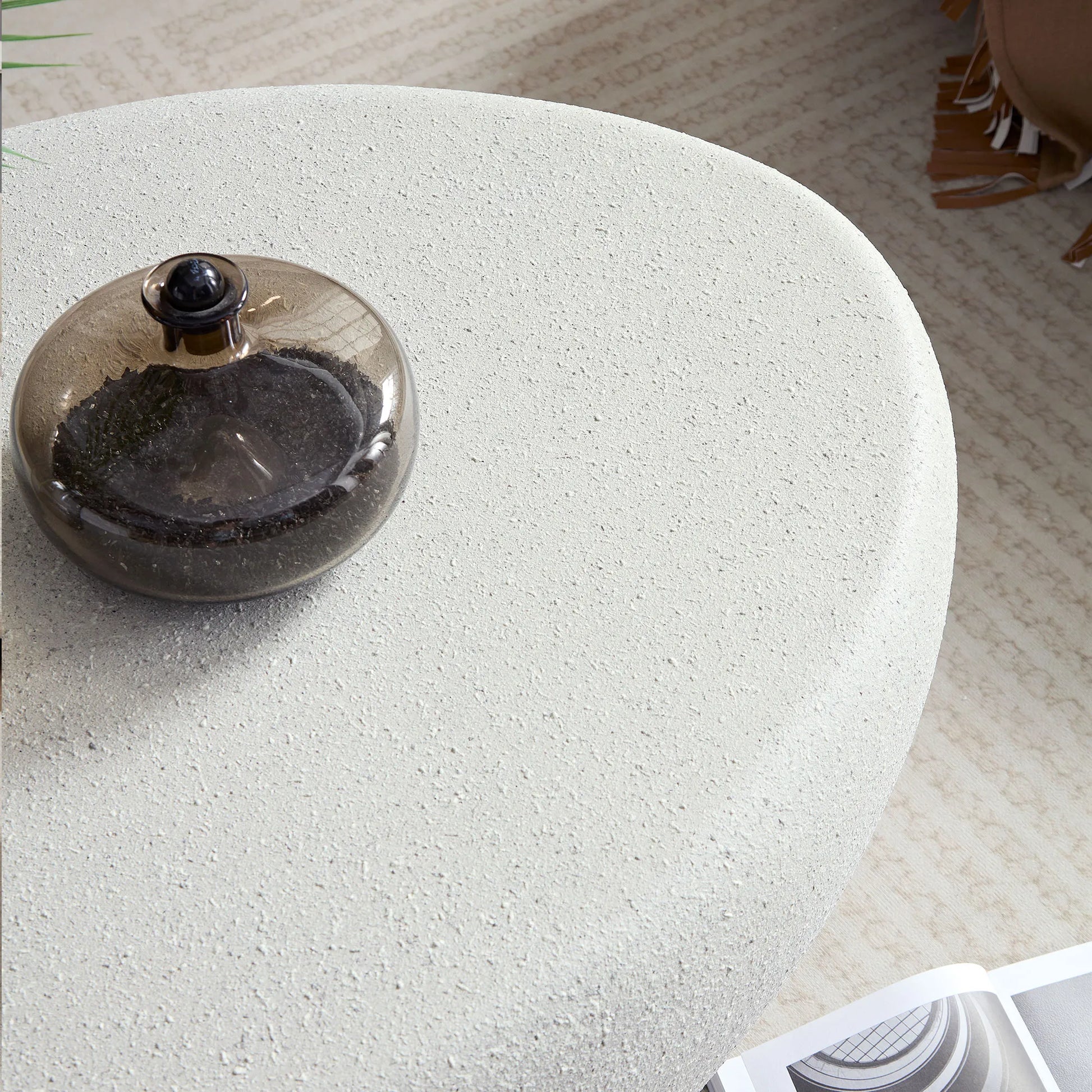 43“ Minimalist Faux Rock Coffee Table, Fiberglass
