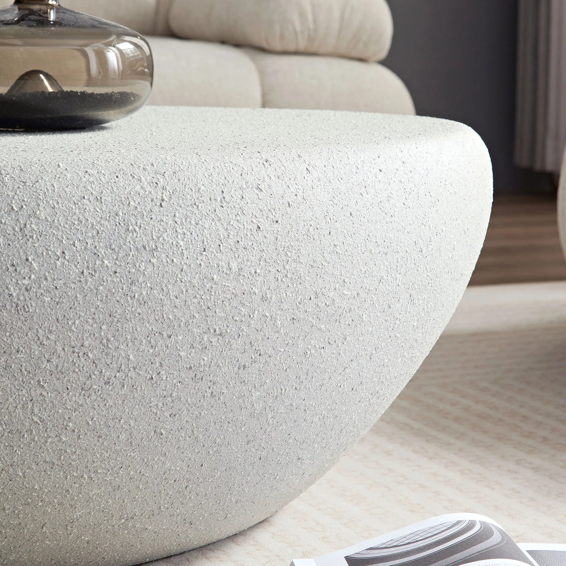 43“ Minimalist Faux Rock Coffee Table, Fiberglass