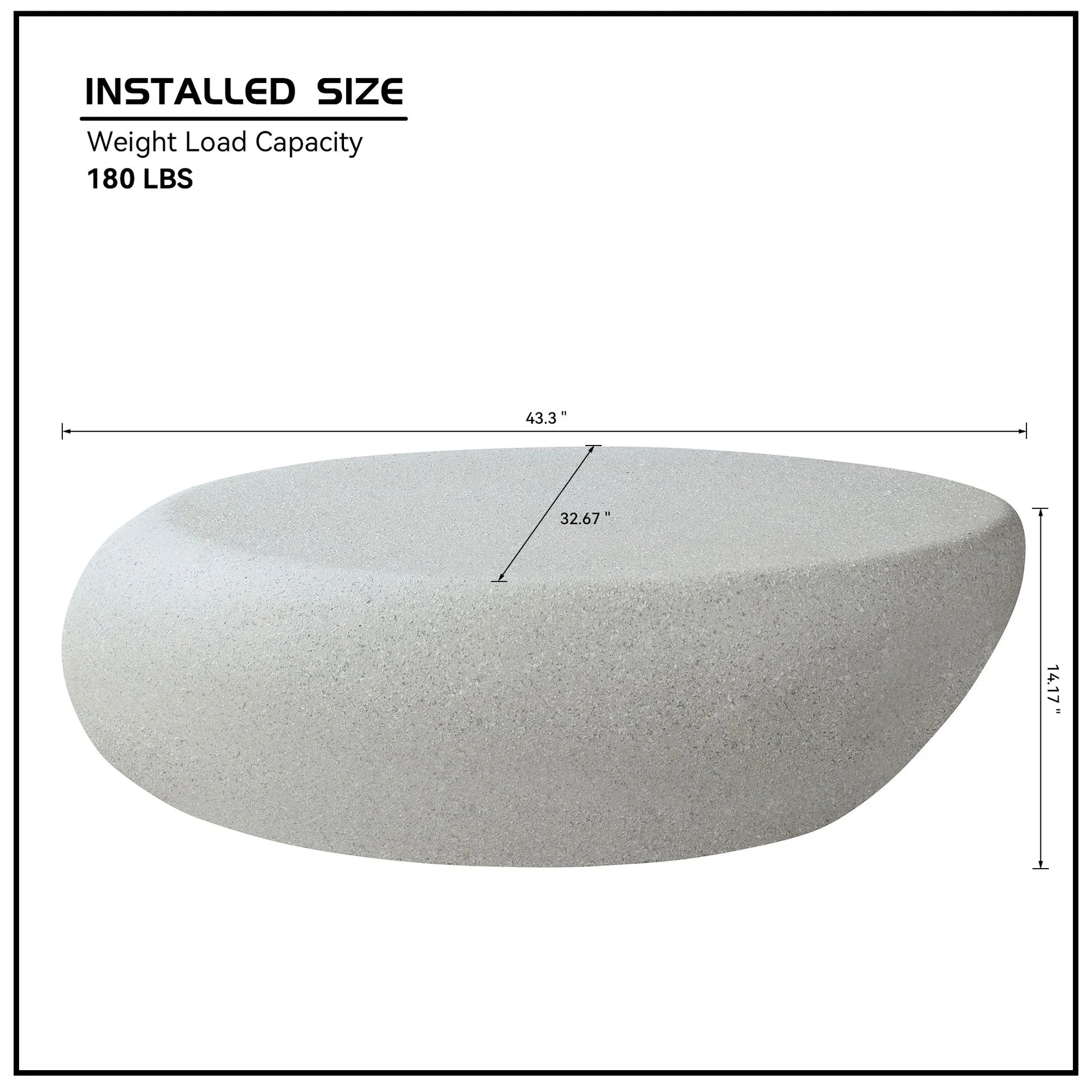 43“ Minimalist Faux Rock Coffee Table, Fiberglass