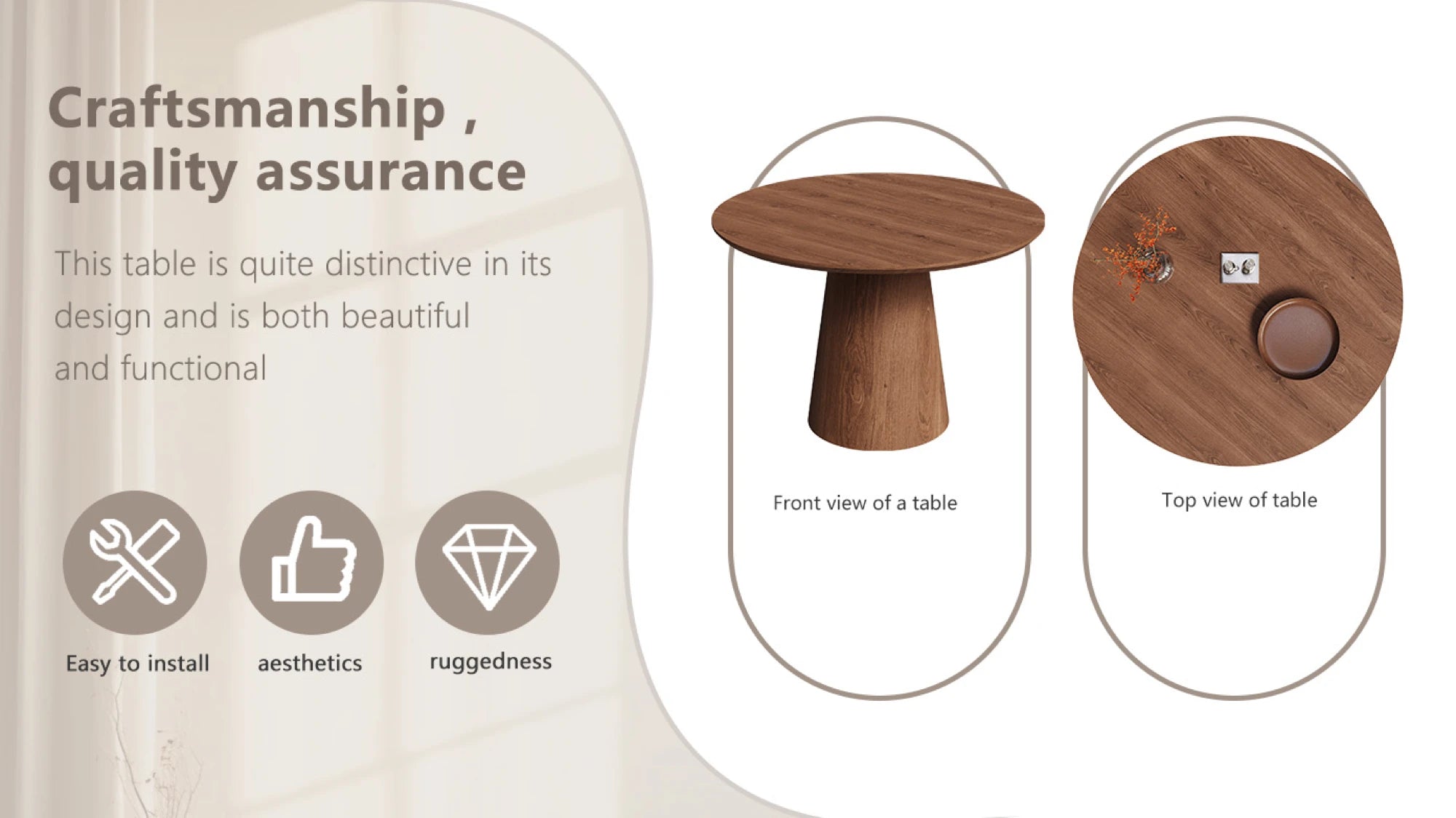 43" Modern Minimalist Wooden Round Dining Table
