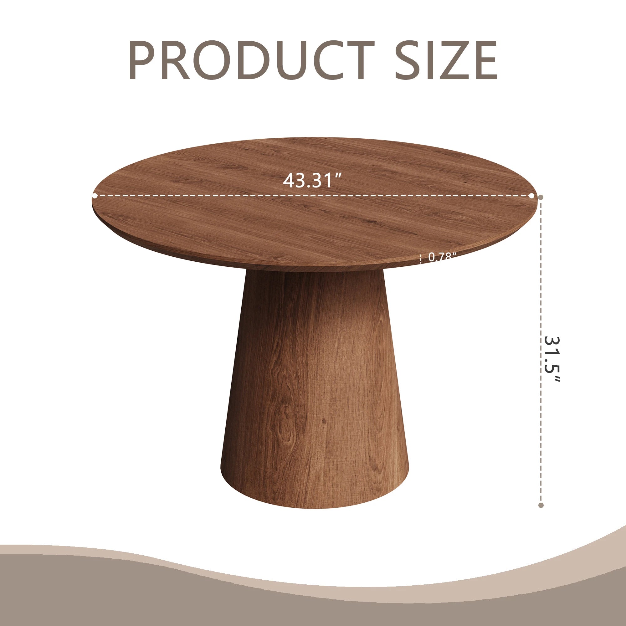 43" Modern Minimalist Wooden Round Dining Table