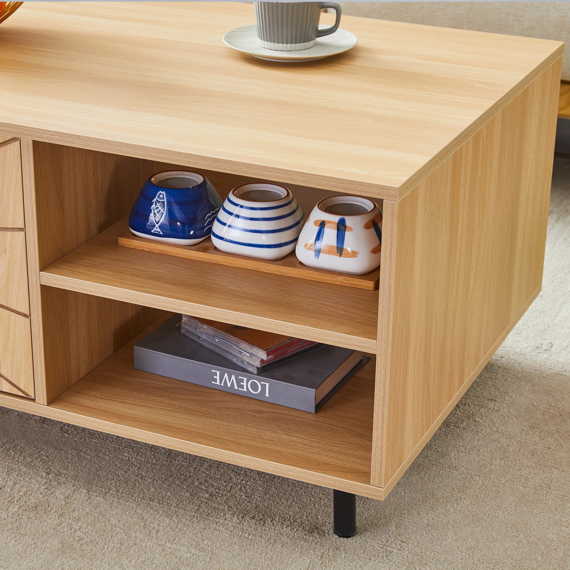 43" Modern Rectangular Coffee Table, With Storage