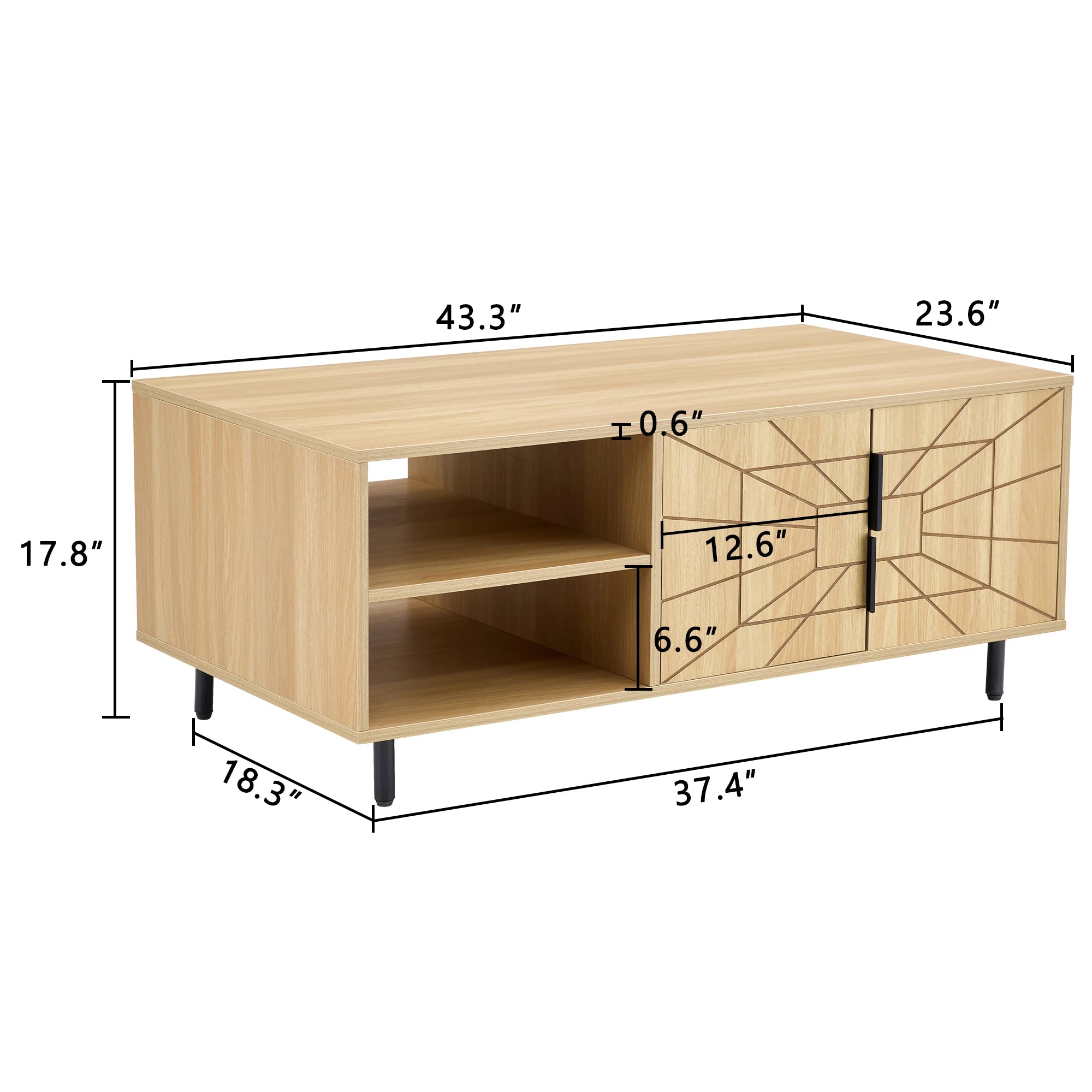 43" Modern Rectangular Coffee Table, With Storage