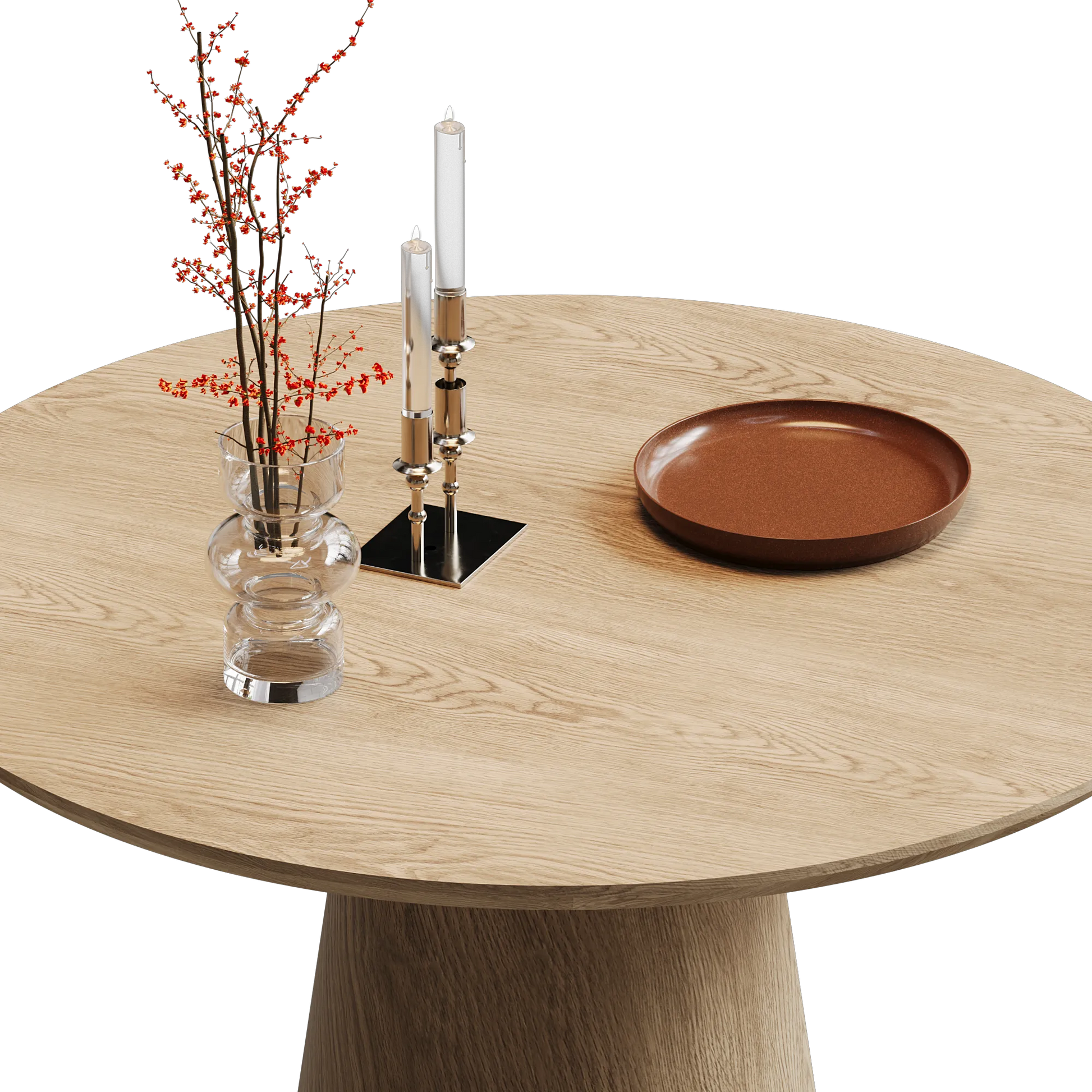 43" Modern Minimalist Wooden Round Dining Table