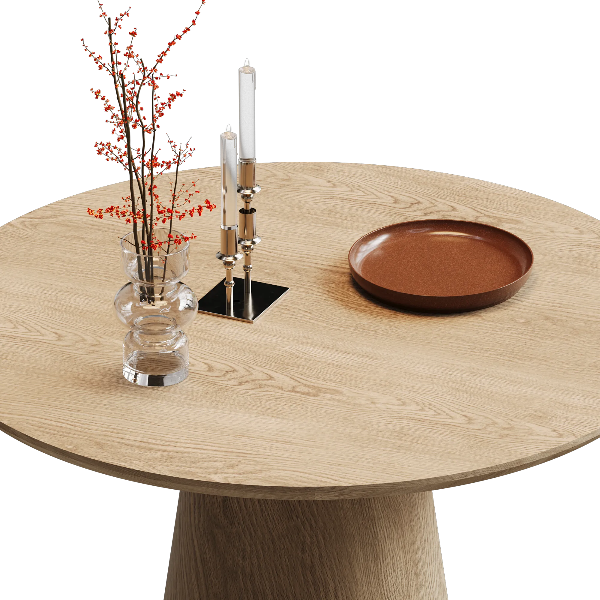43" Modern Minimalist Wooden Round Dining Table