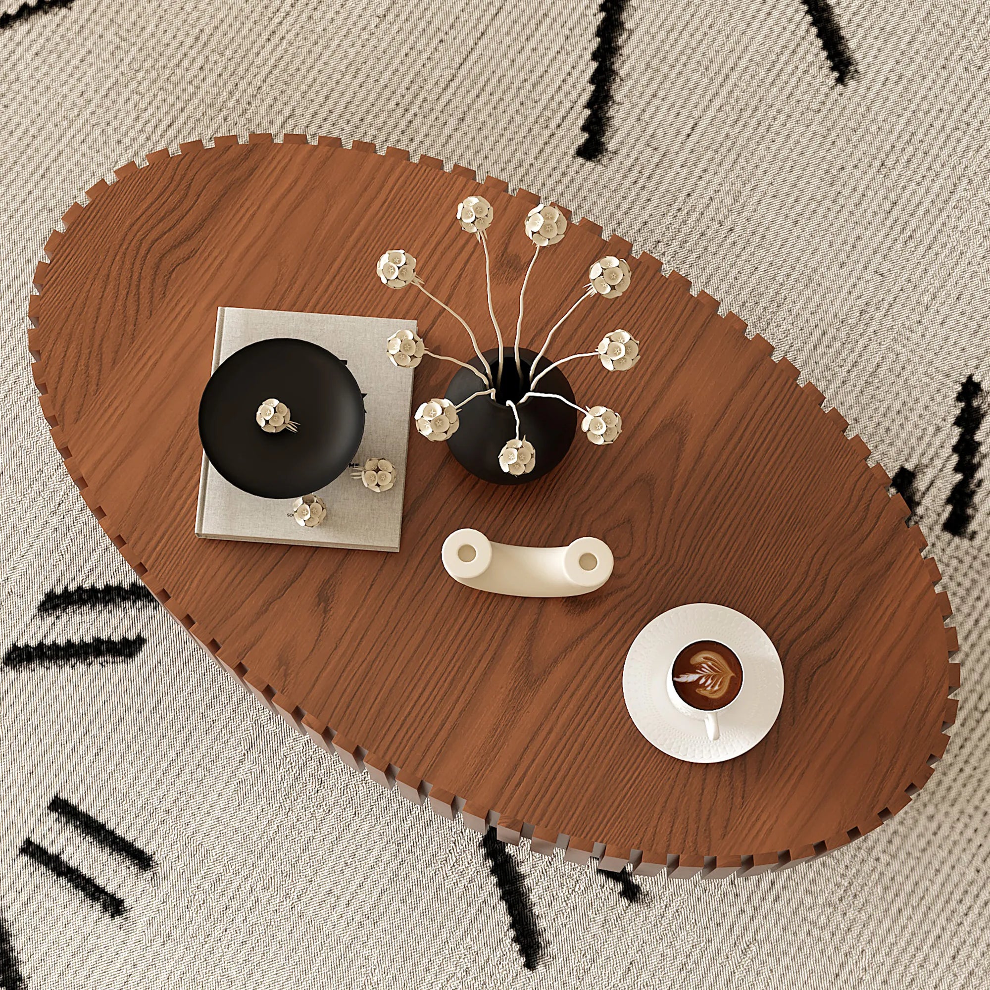 43” Oval Wooden Coffee Table