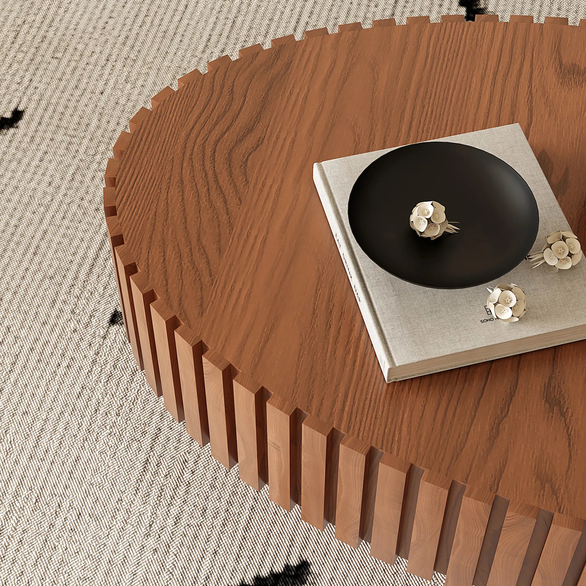 43” Oval Wooden Coffee Table
