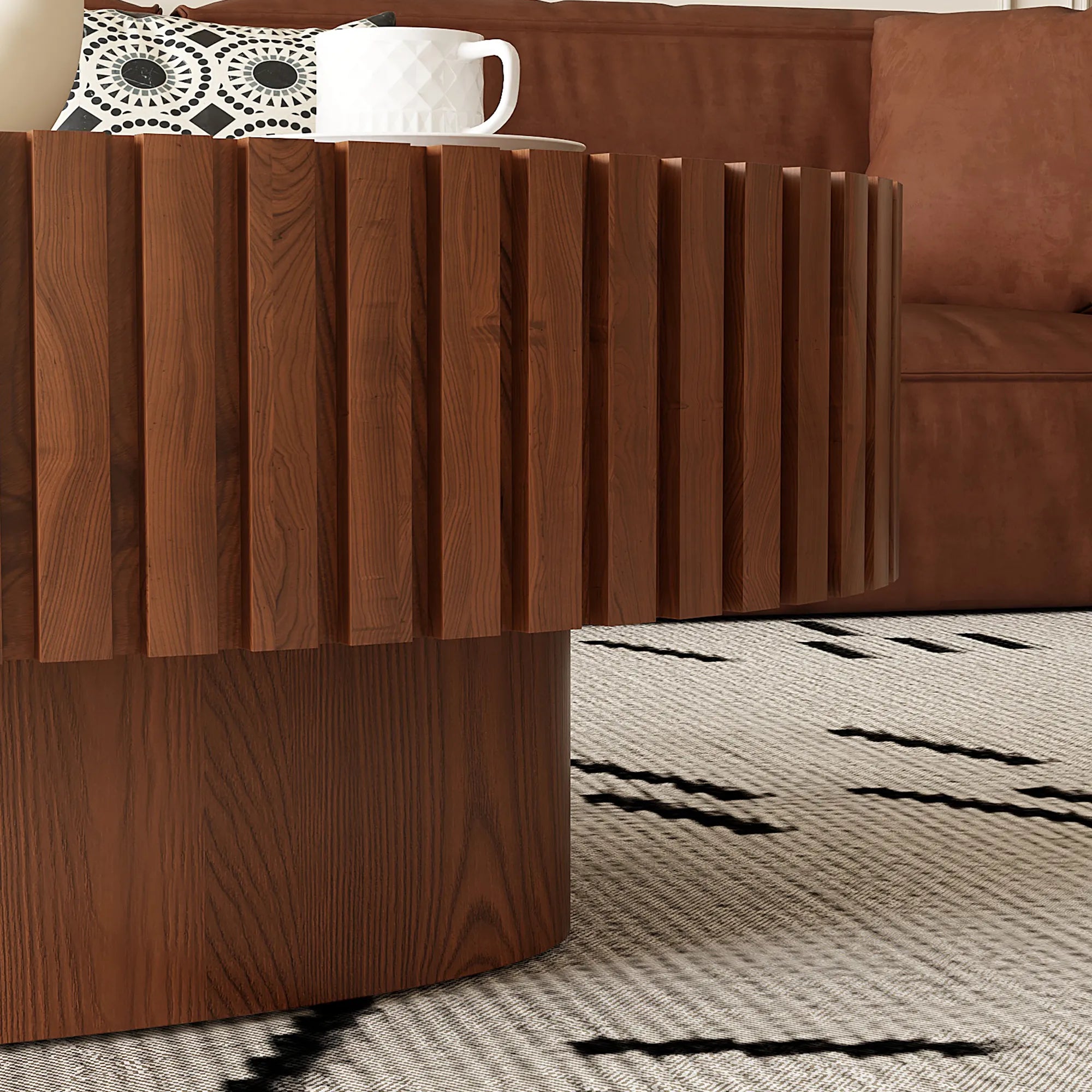 43” Oval Wooden Coffee Table