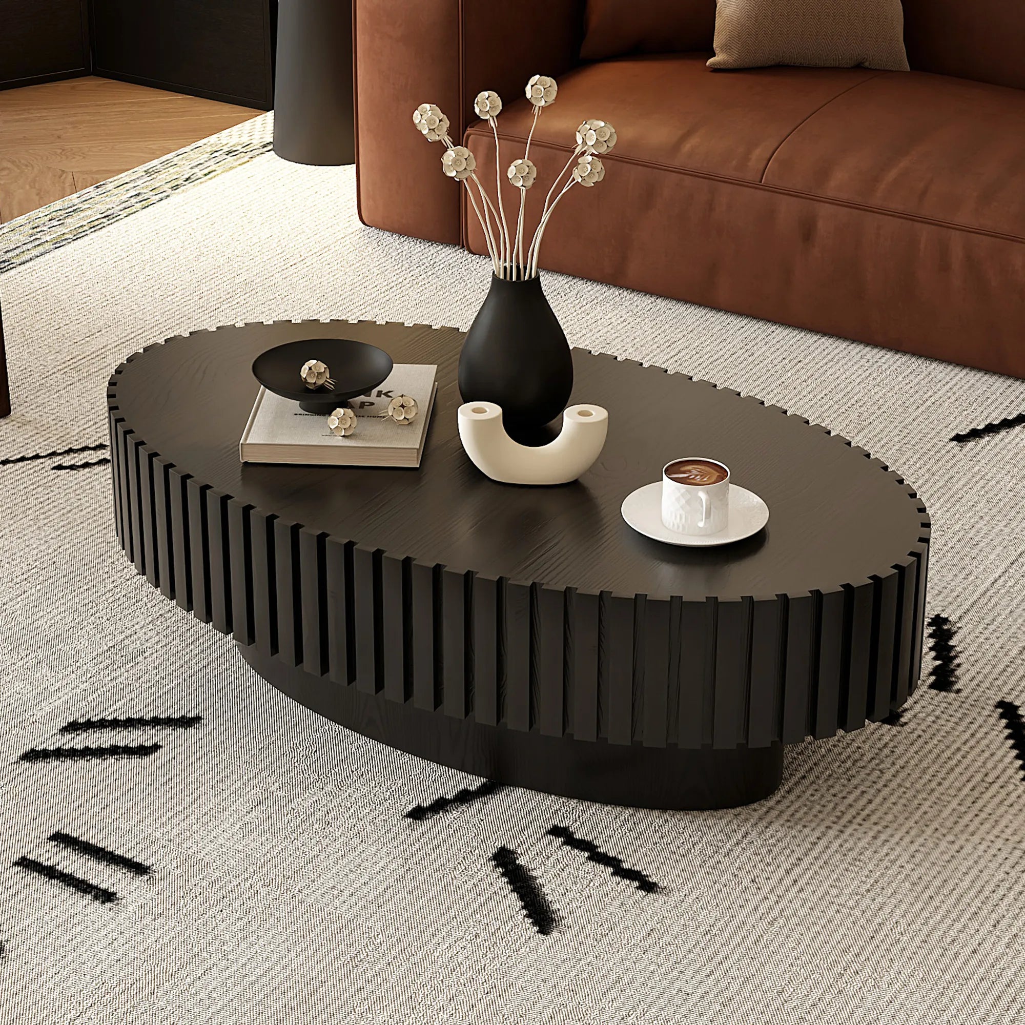 43” Oval Wooden Coffee Table