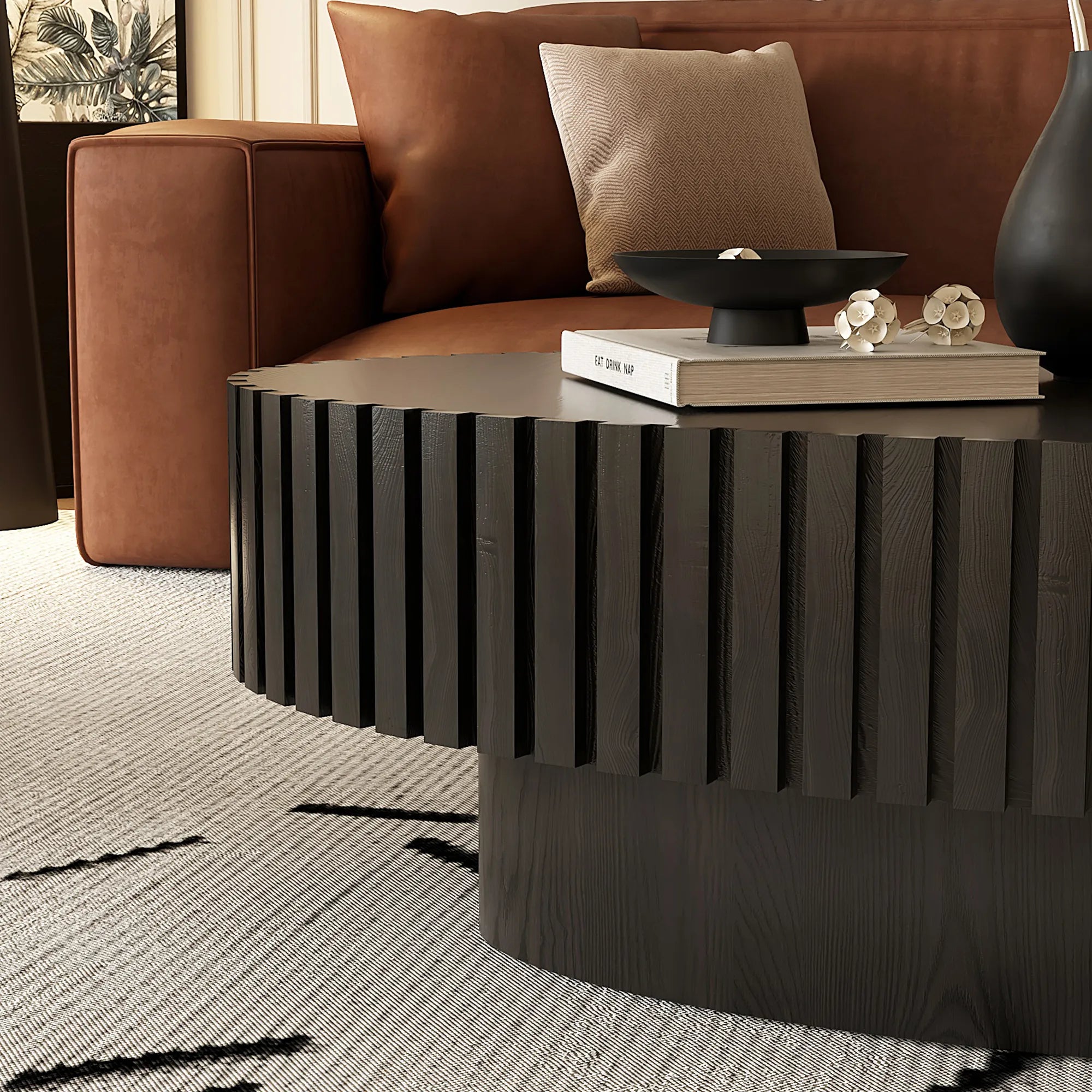 43” Oval Wooden Coffee Table
