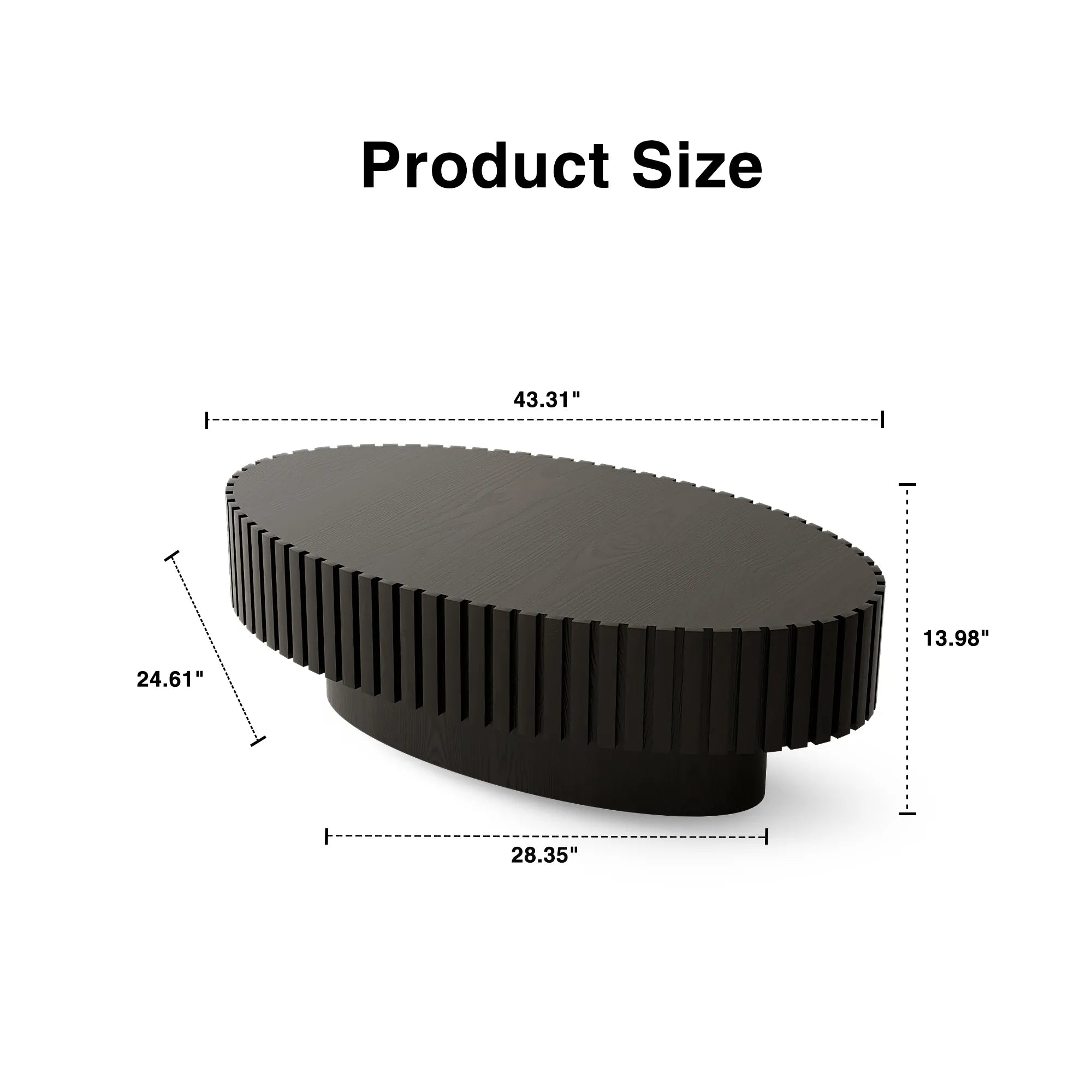 43” Oval Wooden Coffee Table