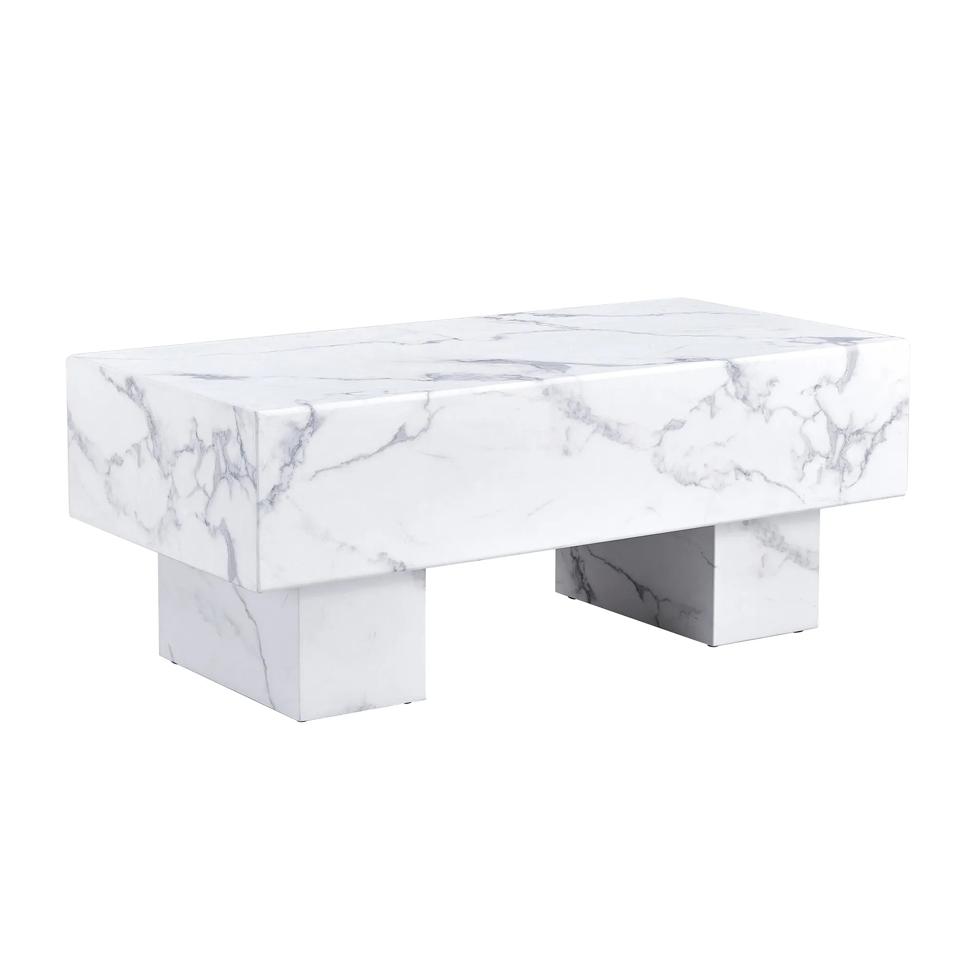 43" Rectangle Mid-Century Modern Faux Marble Coffee Table