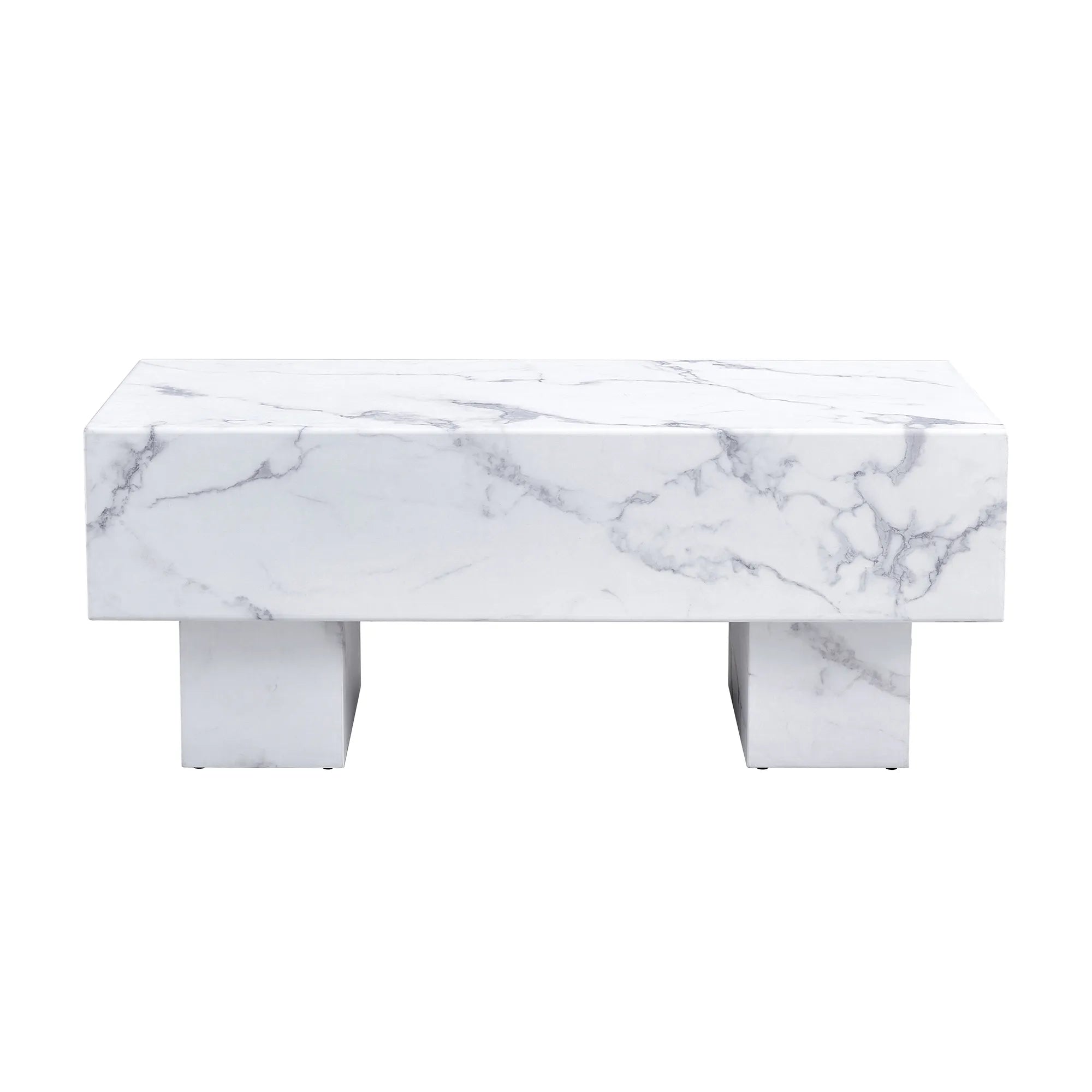 43" Rectangle Mid-Century Modern Faux Marble Coffee Table