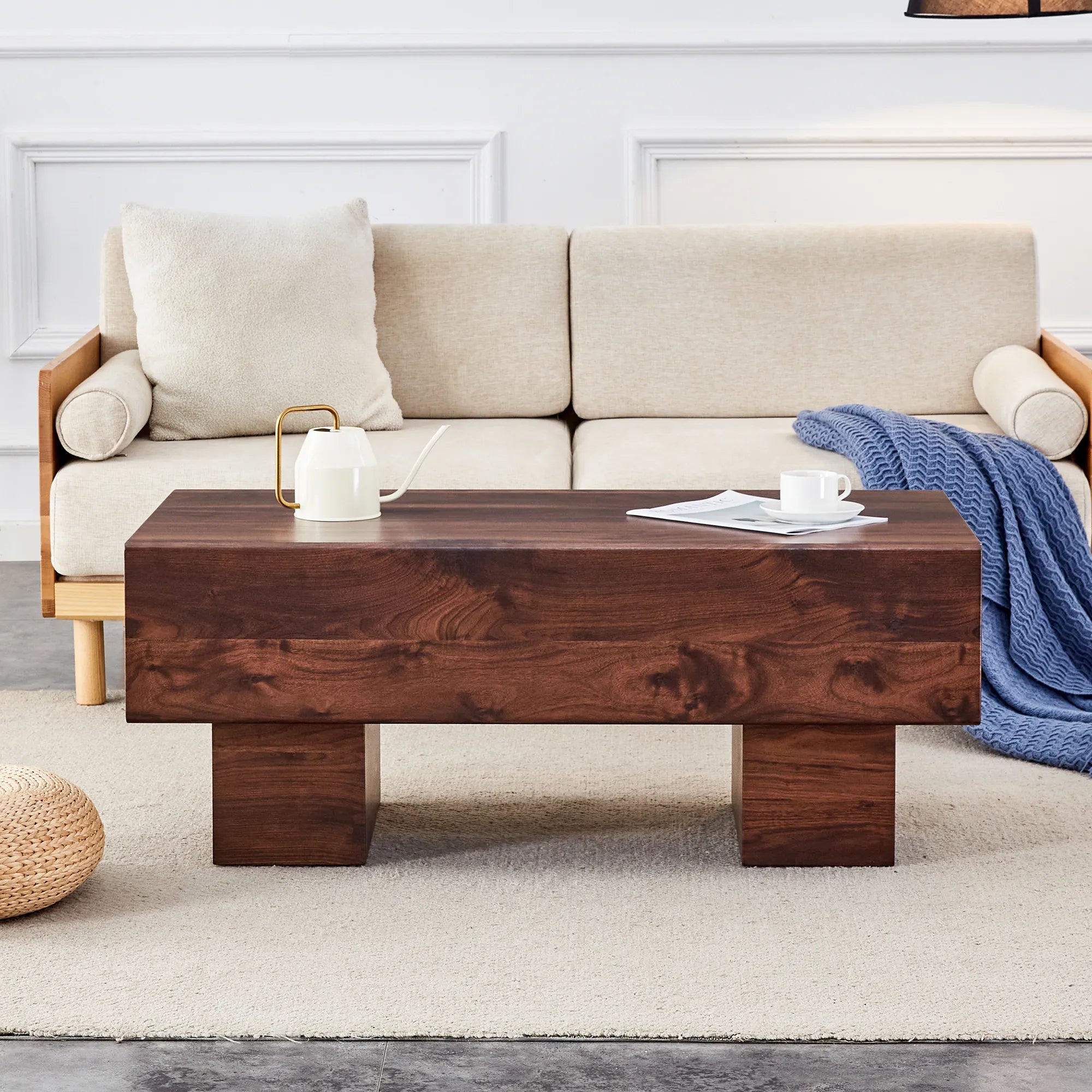 43" Rectangle Mid-Century Modern MDF Coffee Table