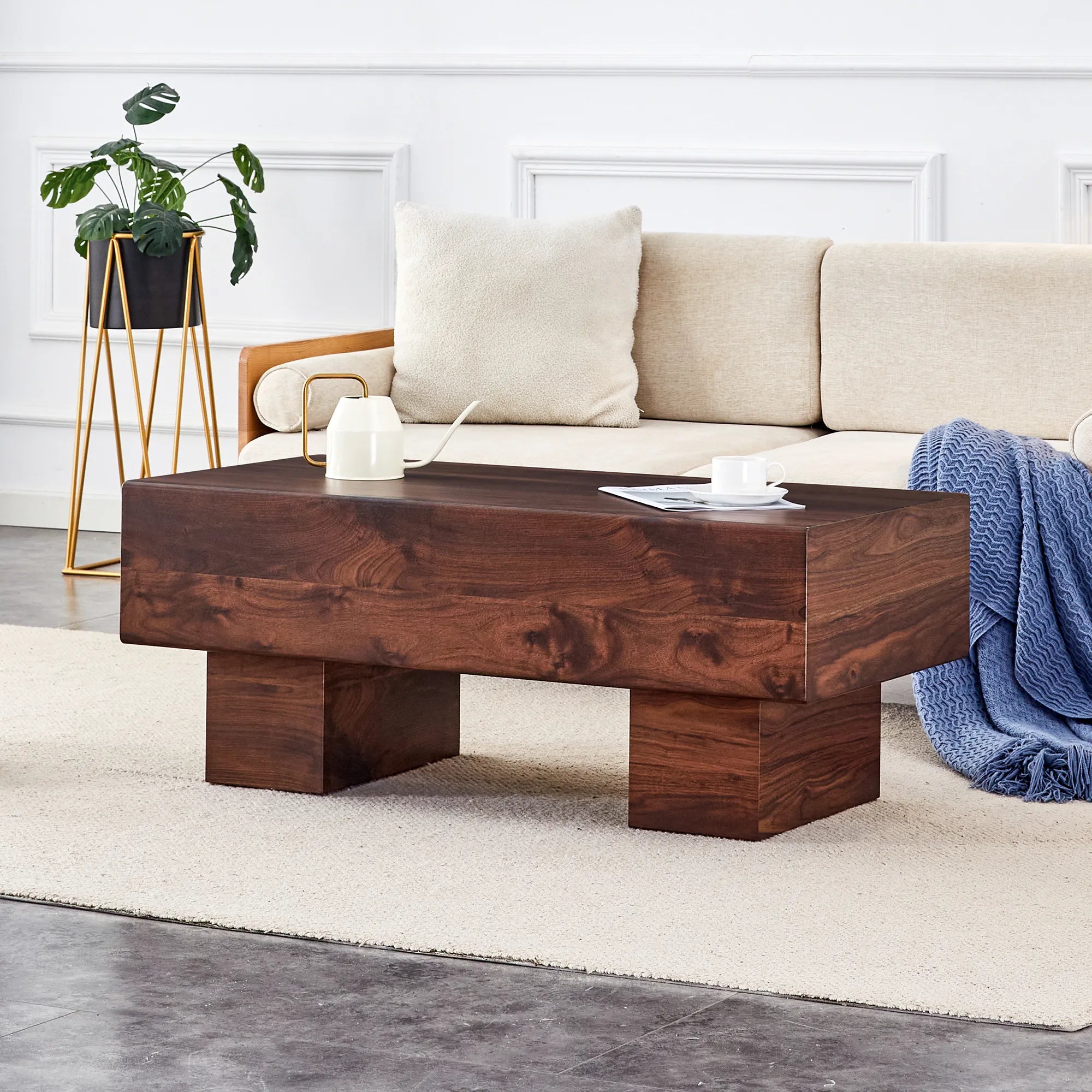 43" Rectangle Mid-Century Modern MDF Coffee Table