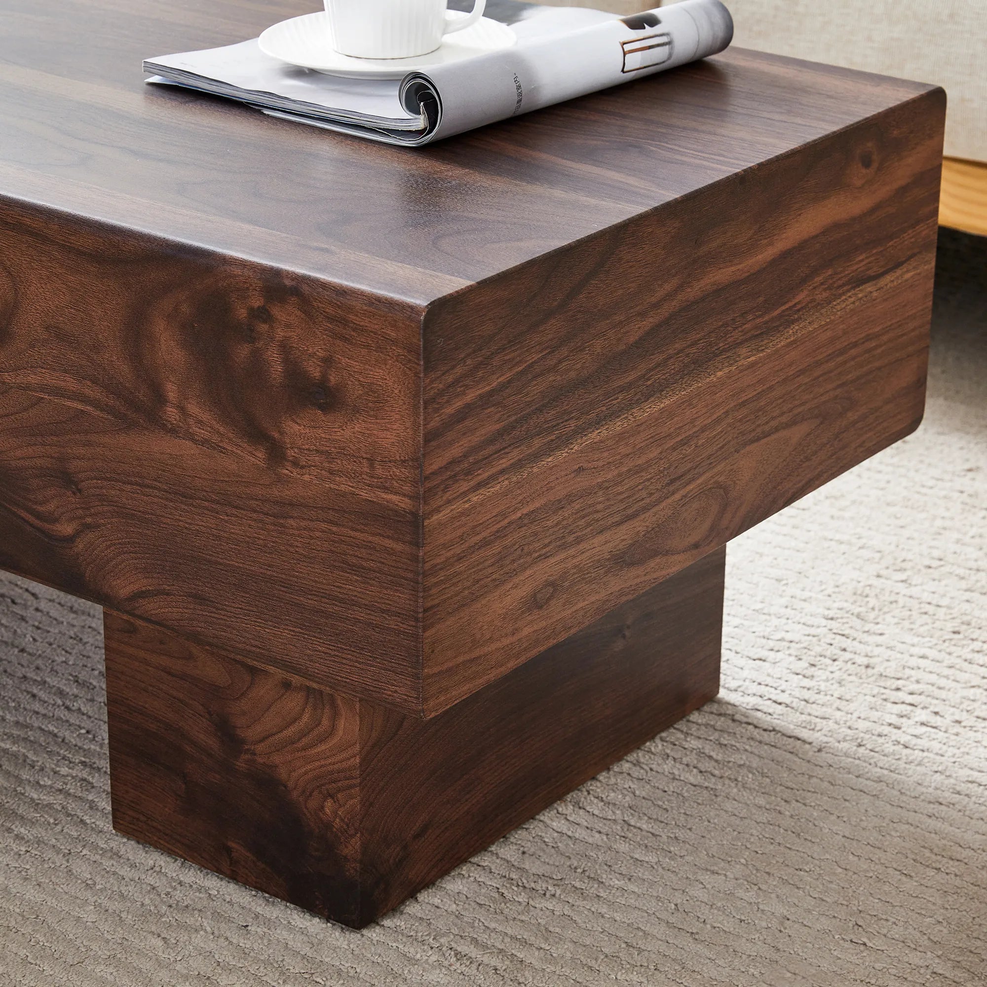 43" Rectangle Mid-Century Modern MDF Coffee Table