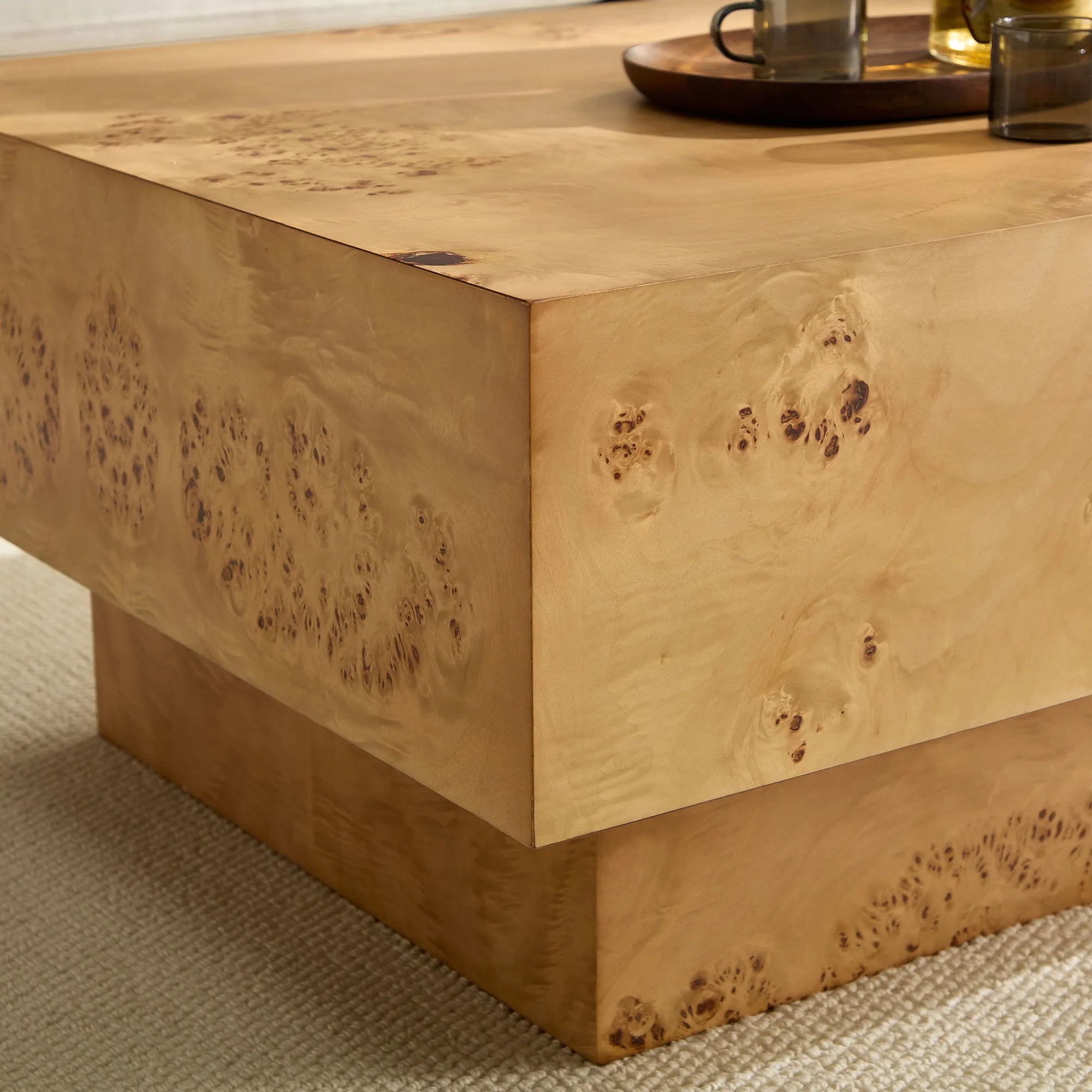 43" Rectangle Mid-Century Modern Wood Coffee Table