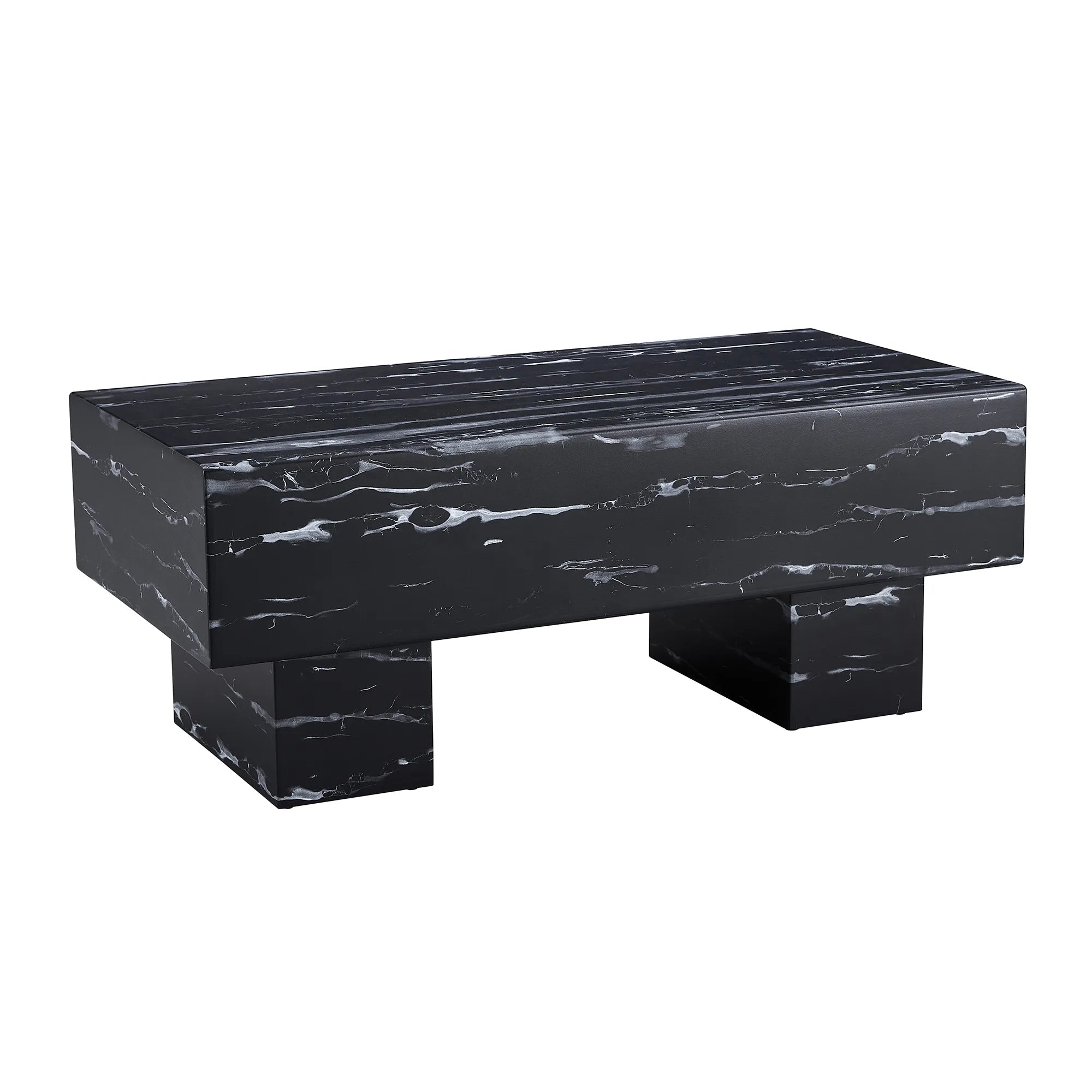 43" Rectangle Mid-Century Modern Faux Marble Coffee Table