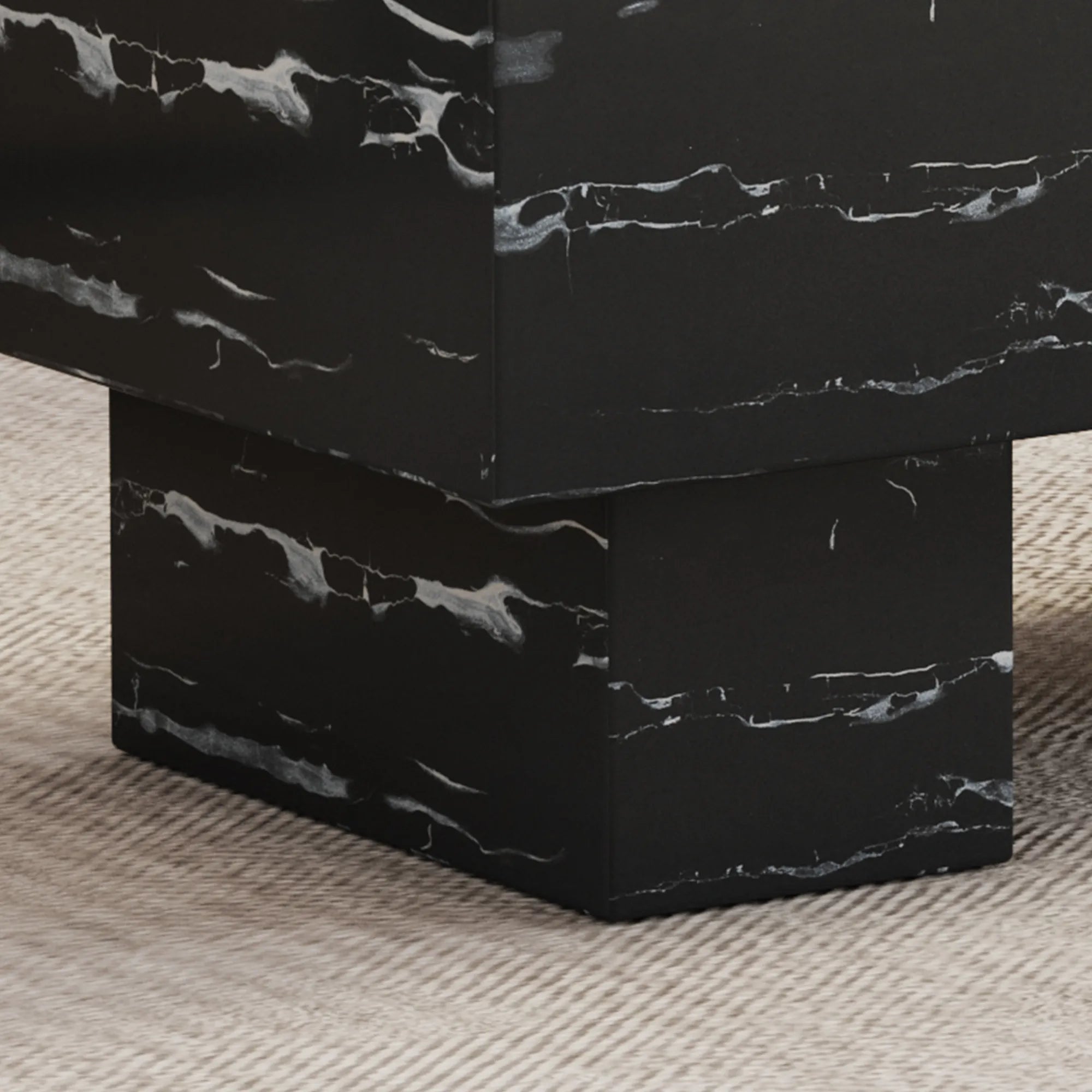 43" Rectangle Mid-Century Modern Faux Marble Coffee Table
