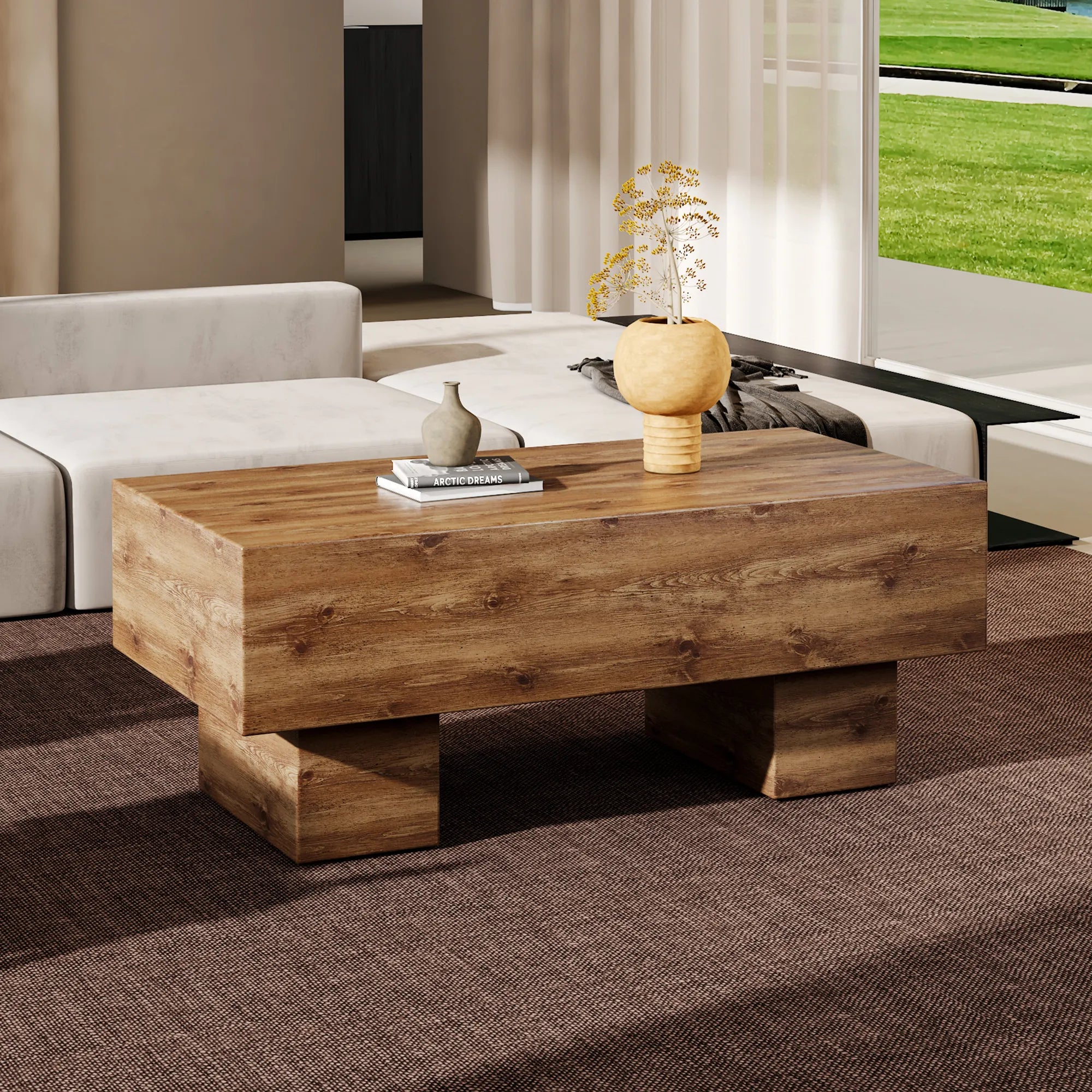 43" Rectangle Mid-Century Modern MDF Coffee Table