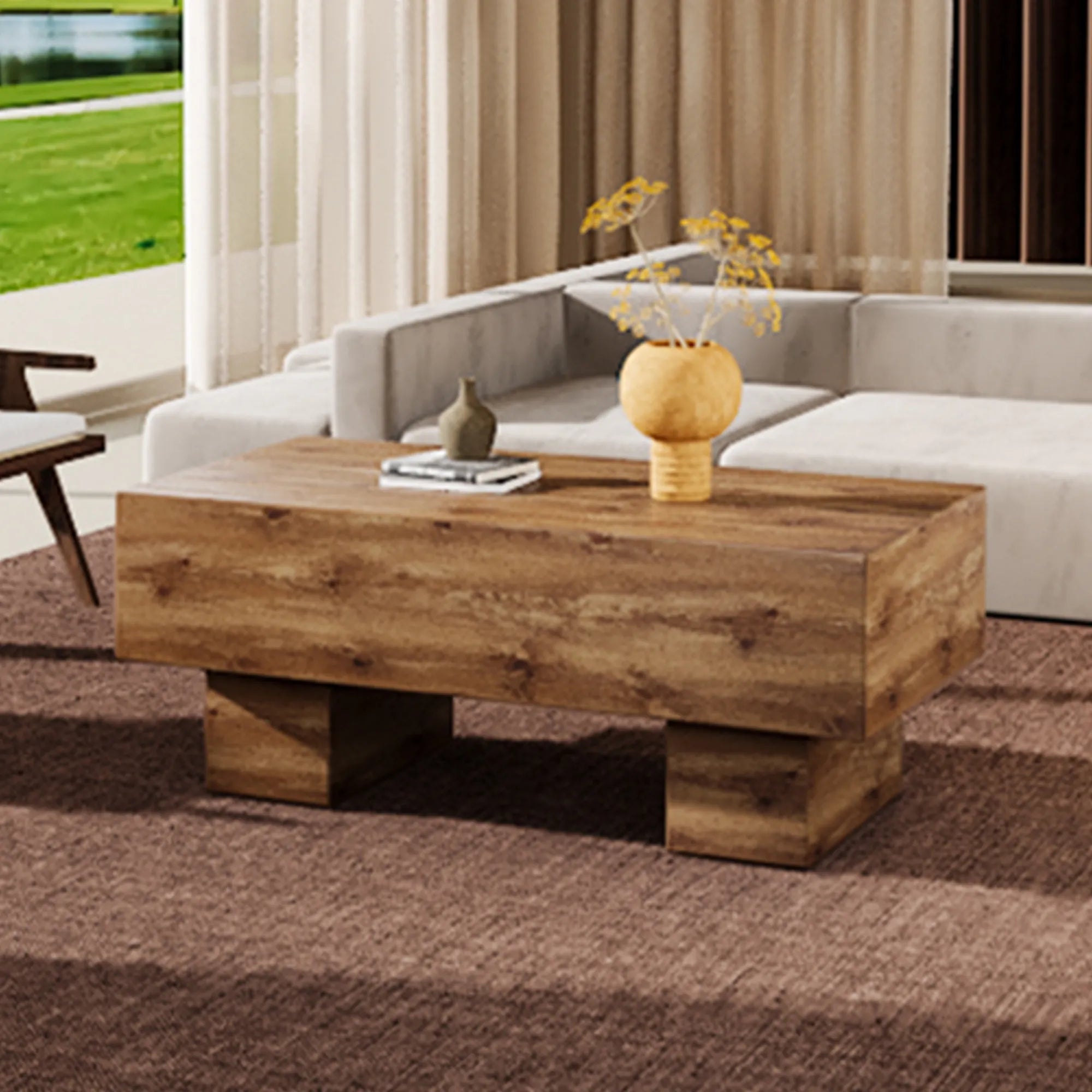 43" Rectangle Mid-Century Modern MDF Coffee Table