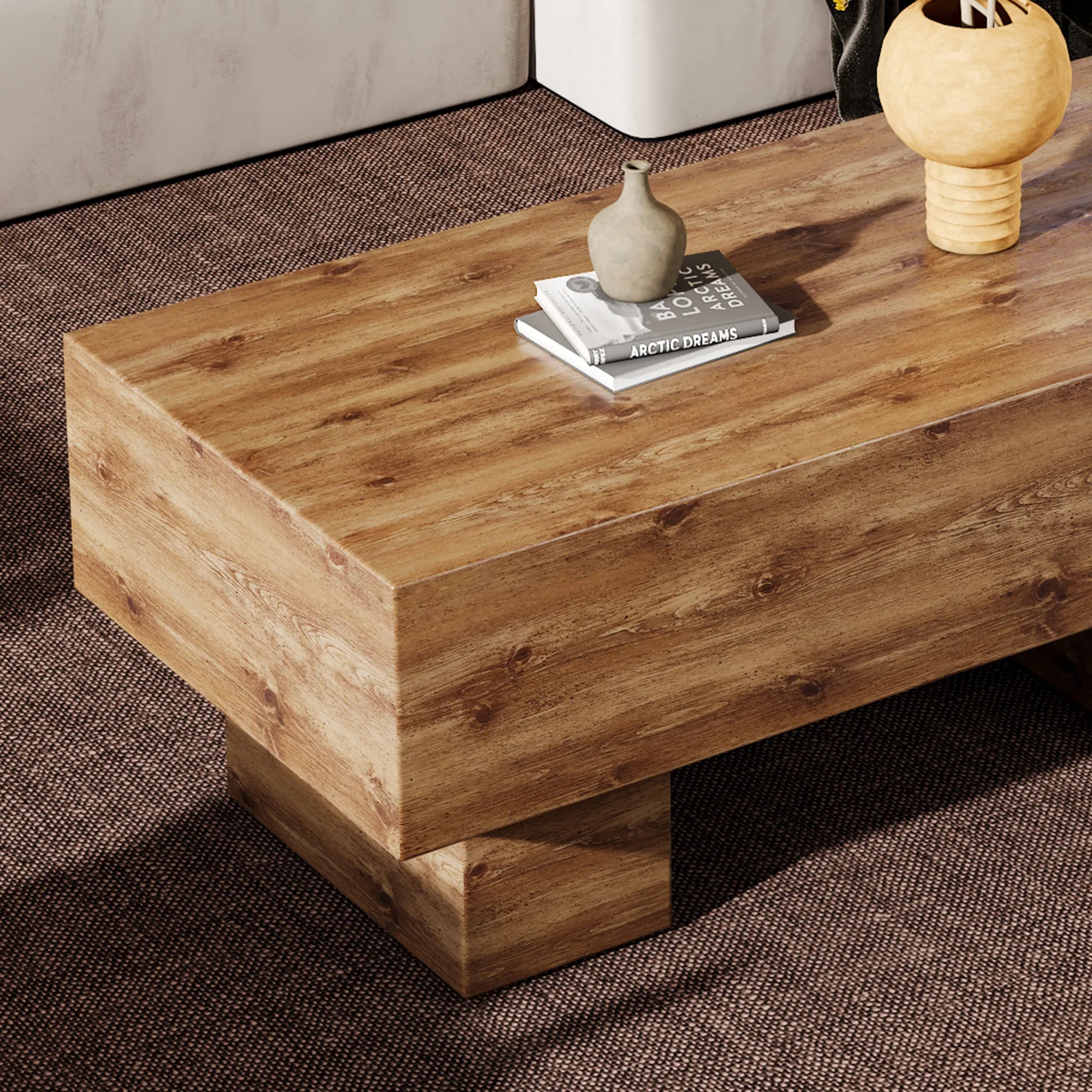 43" Rectangle Mid-Century Modern MDF Coffee Table