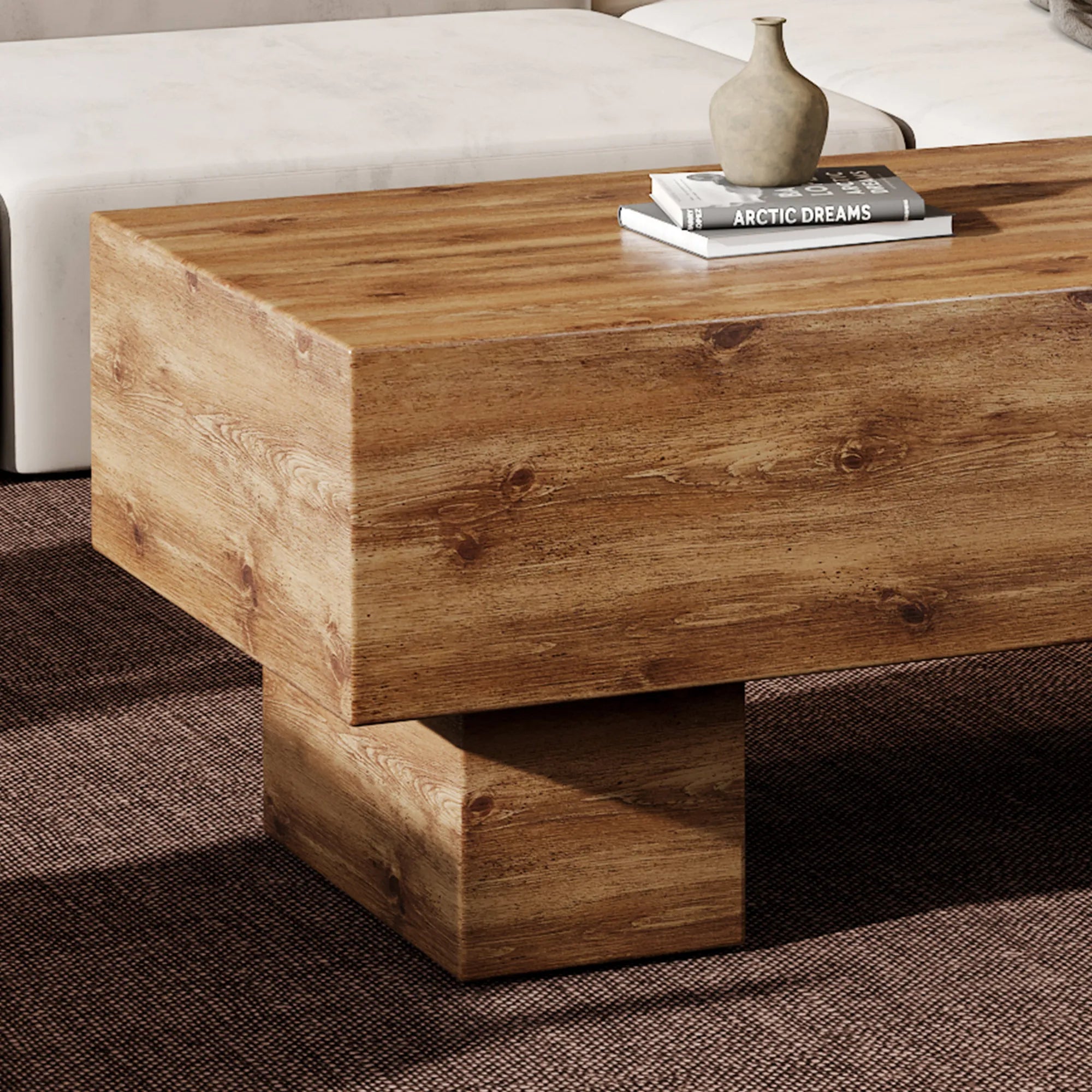 43" Rectangle Mid-Century Modern MDF Coffee Table