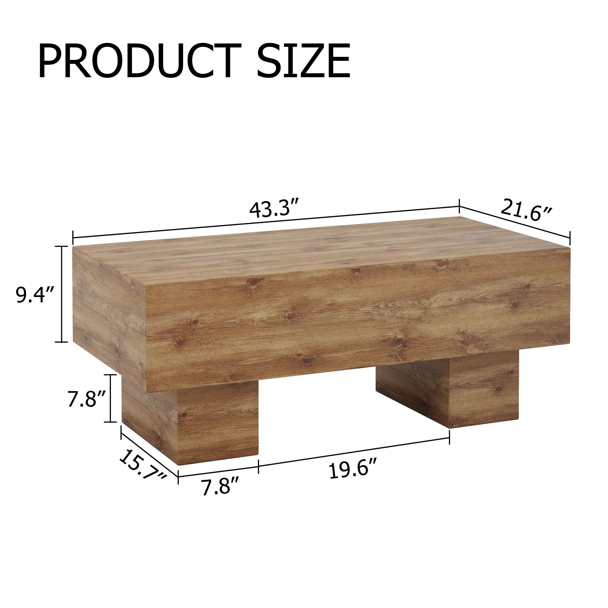 43" Rectangle Mid-Century Modern MDF Coffee Table