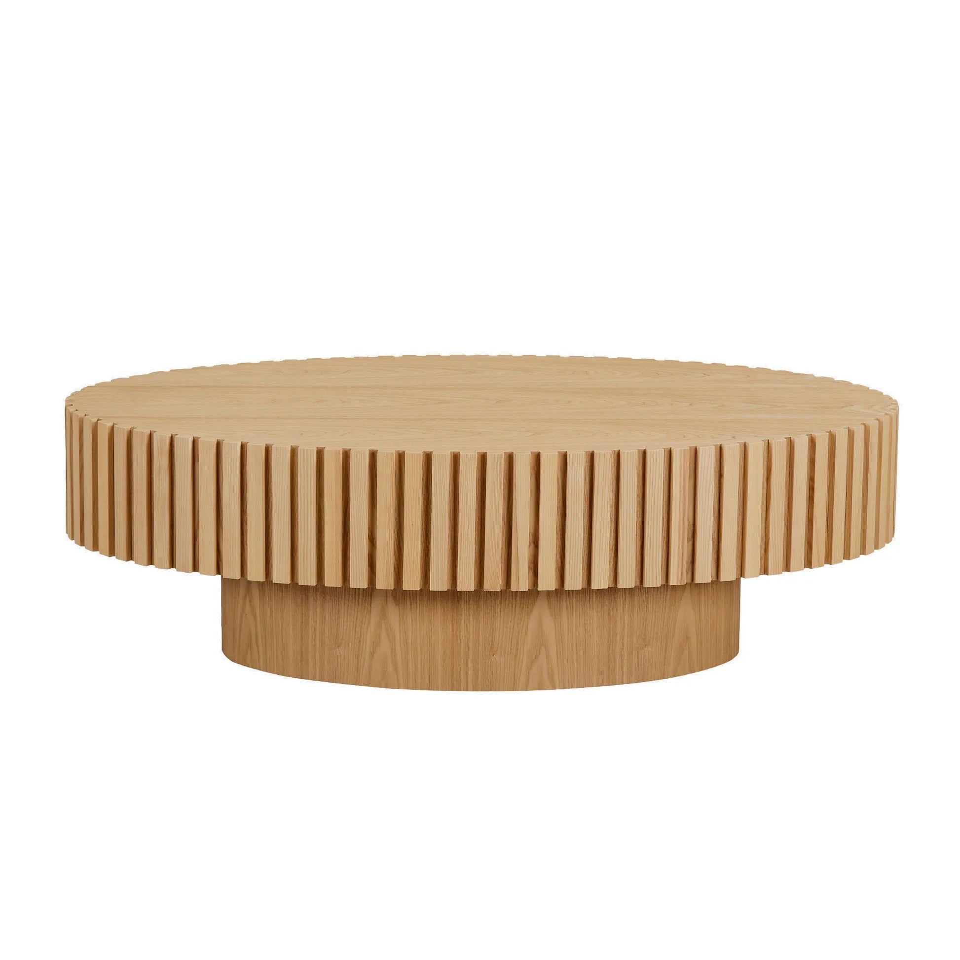 44" Modern Handcraft Oval Drum Coffee Table with Sturdy Base