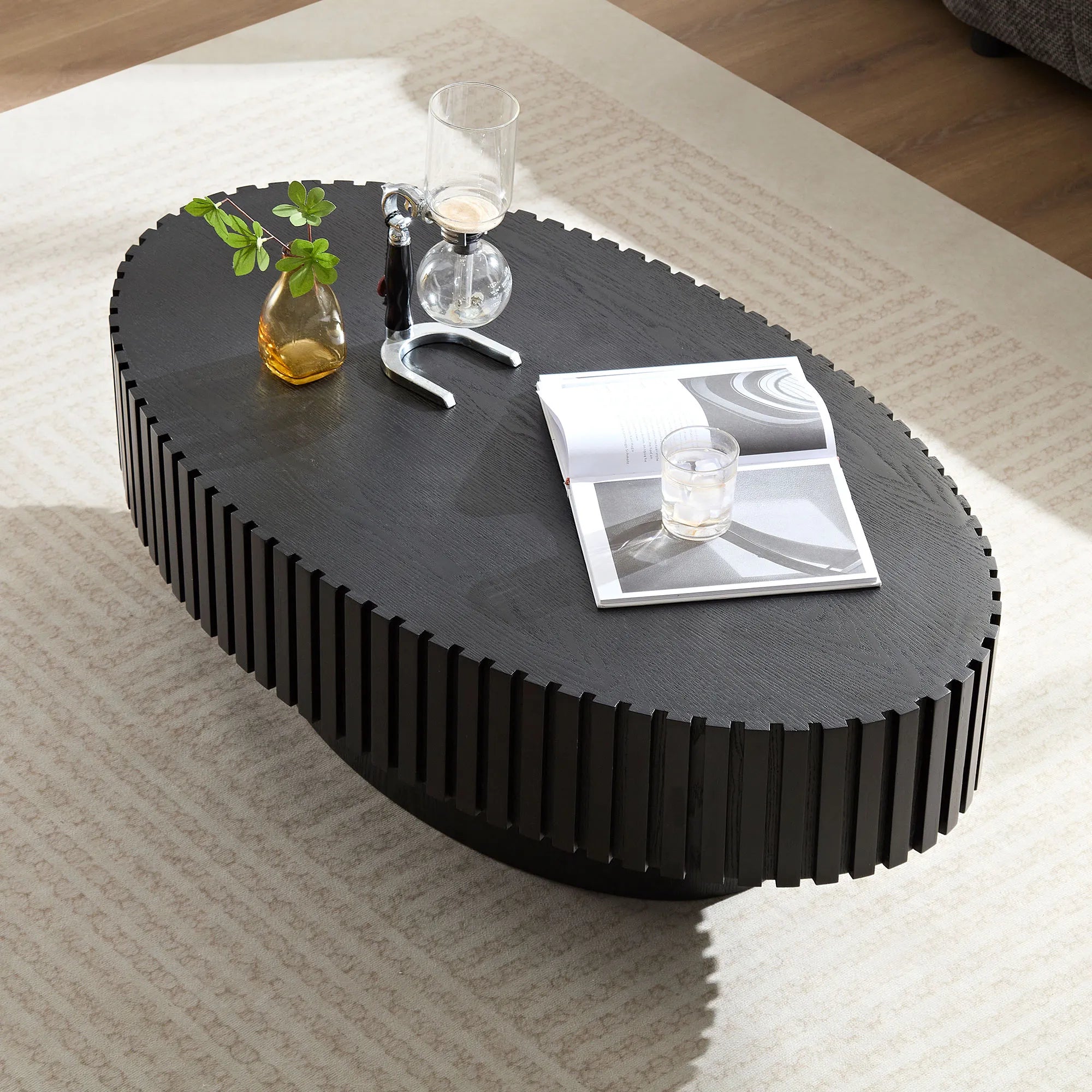 44" Modern Oval Drum Coffee Table