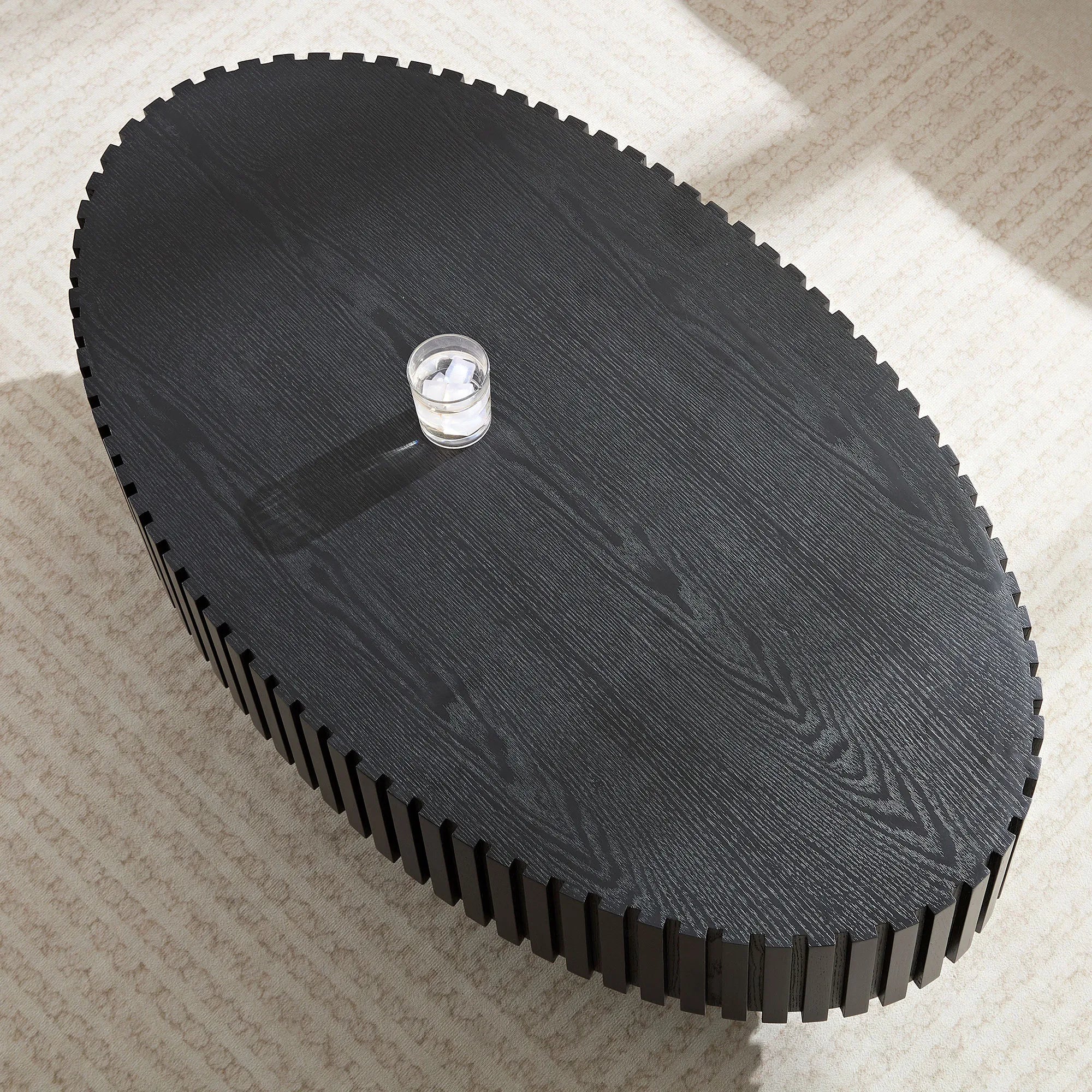 44" Modern Oval Drum Coffee Table