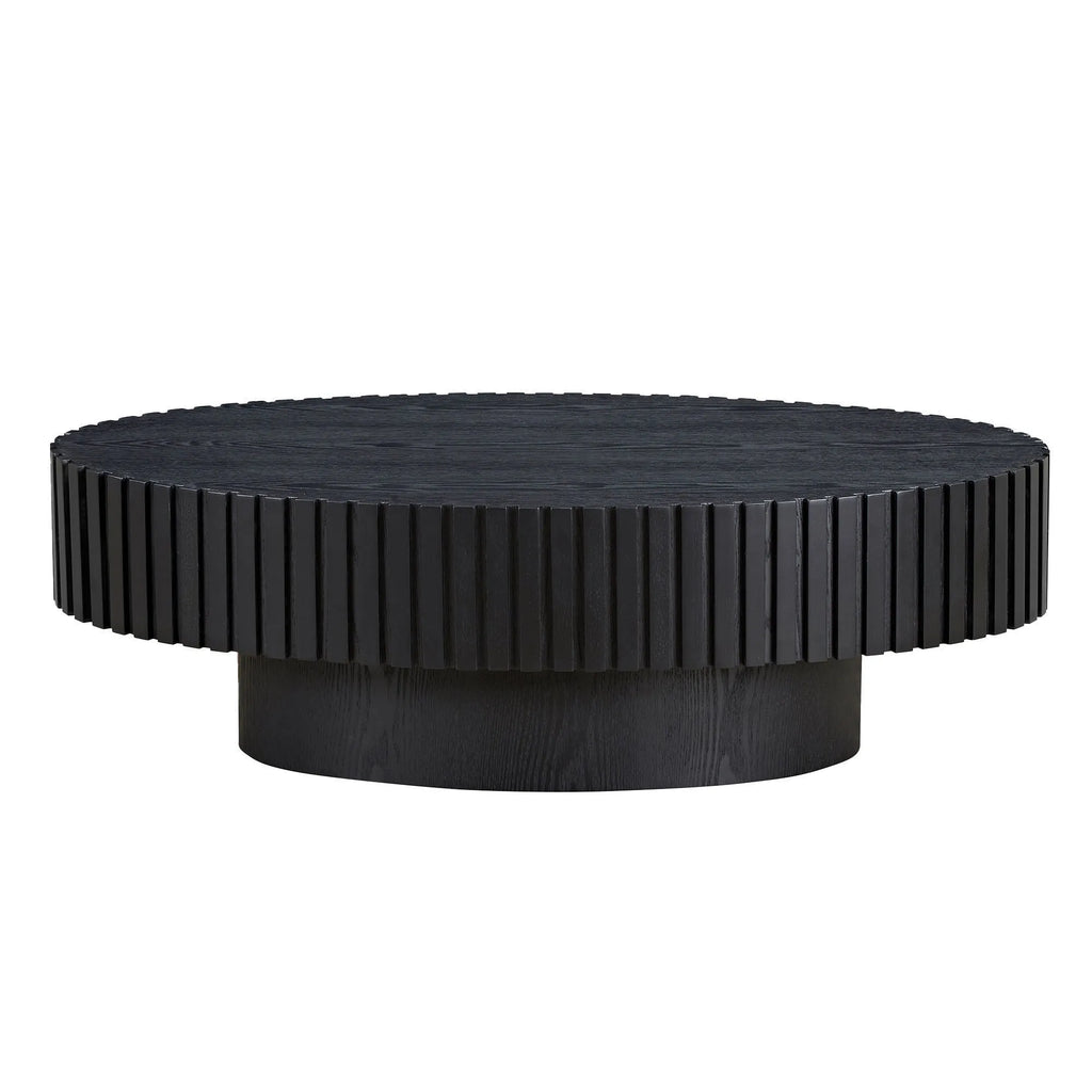 44" Modern Handcraft Oval Drum Coffee Table with Sturdy Base