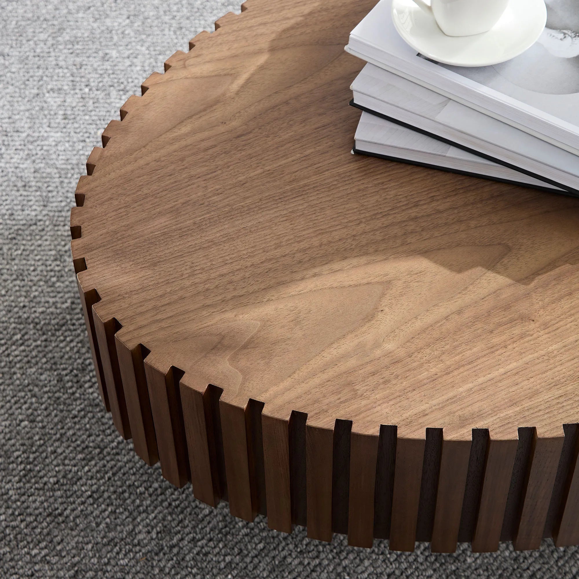 44" Modern Oval Drum Coffee Table