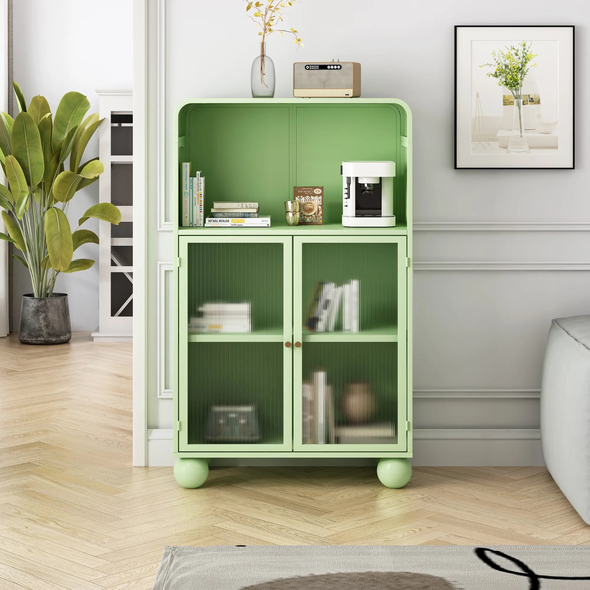 45" Storage Cabinet with Glass Door and Shelves