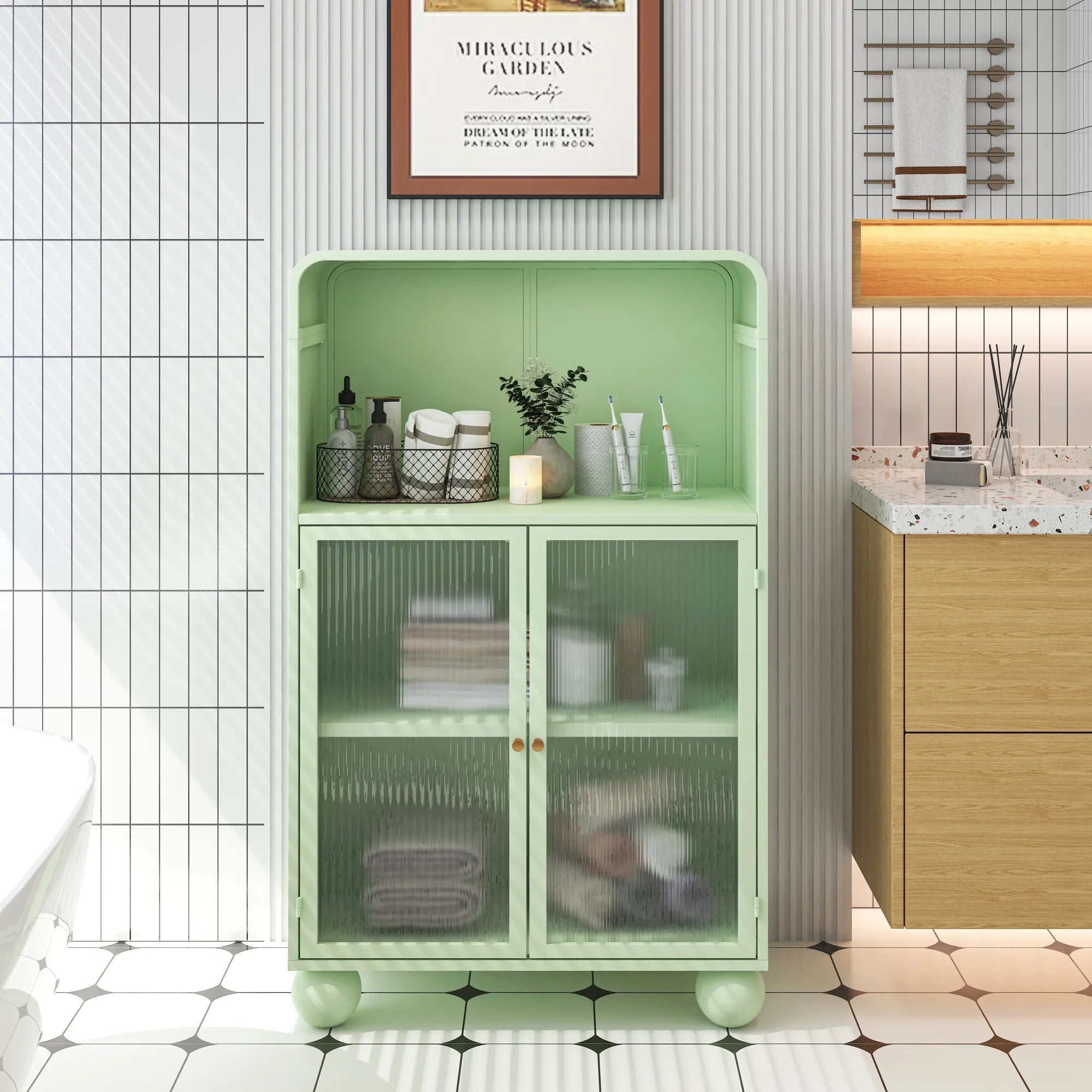 45" Storage Cabinet with Glass Door and Shelves