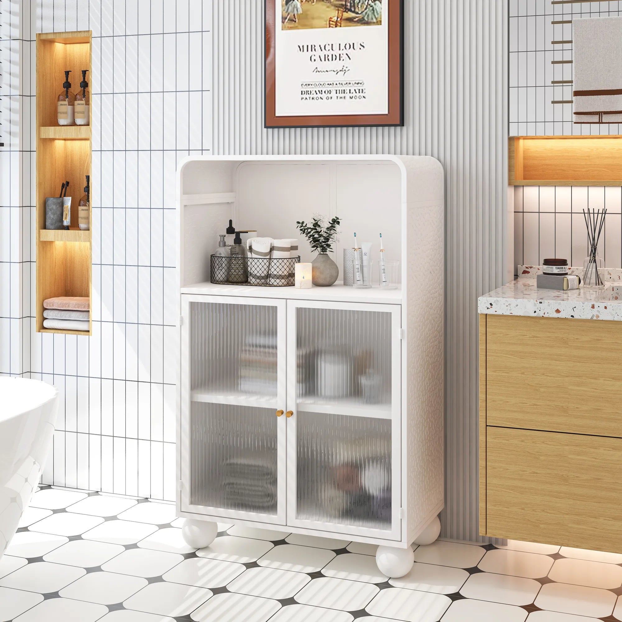45" Storage Cabinet with Glass Door and Shelves