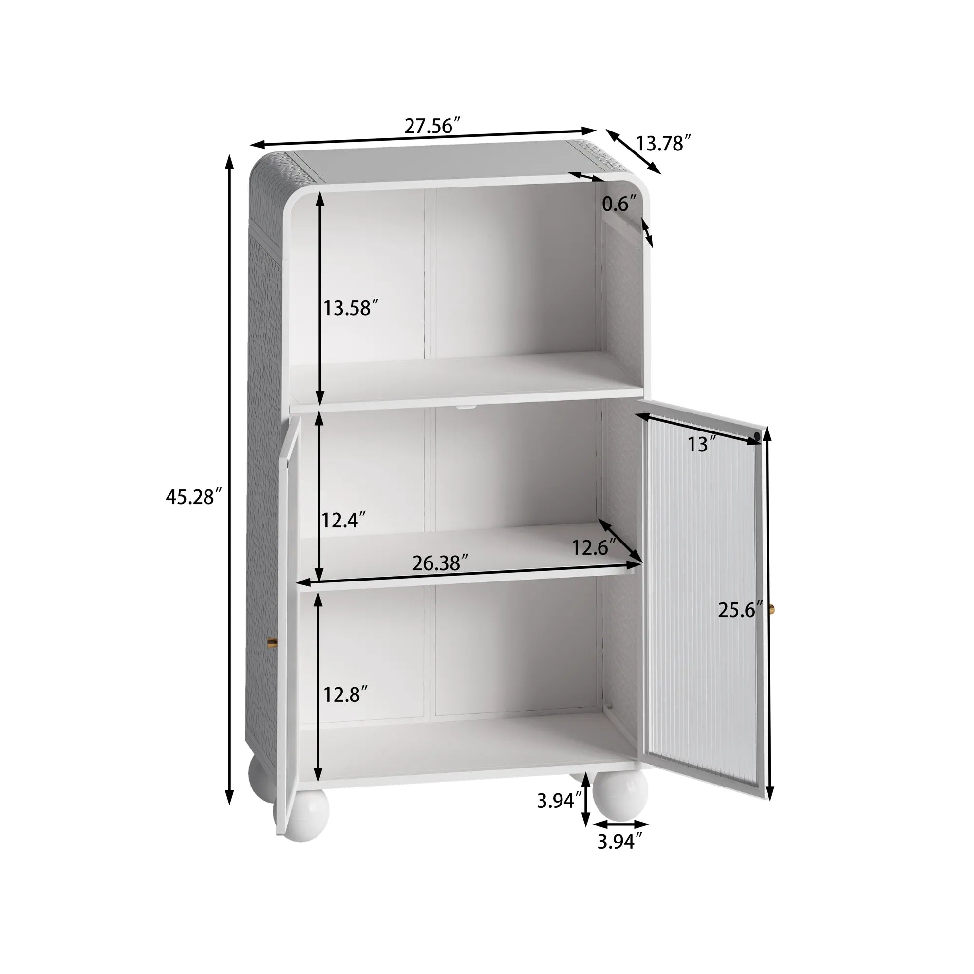 45" Storage Cabinet with Glass Door and Shelves