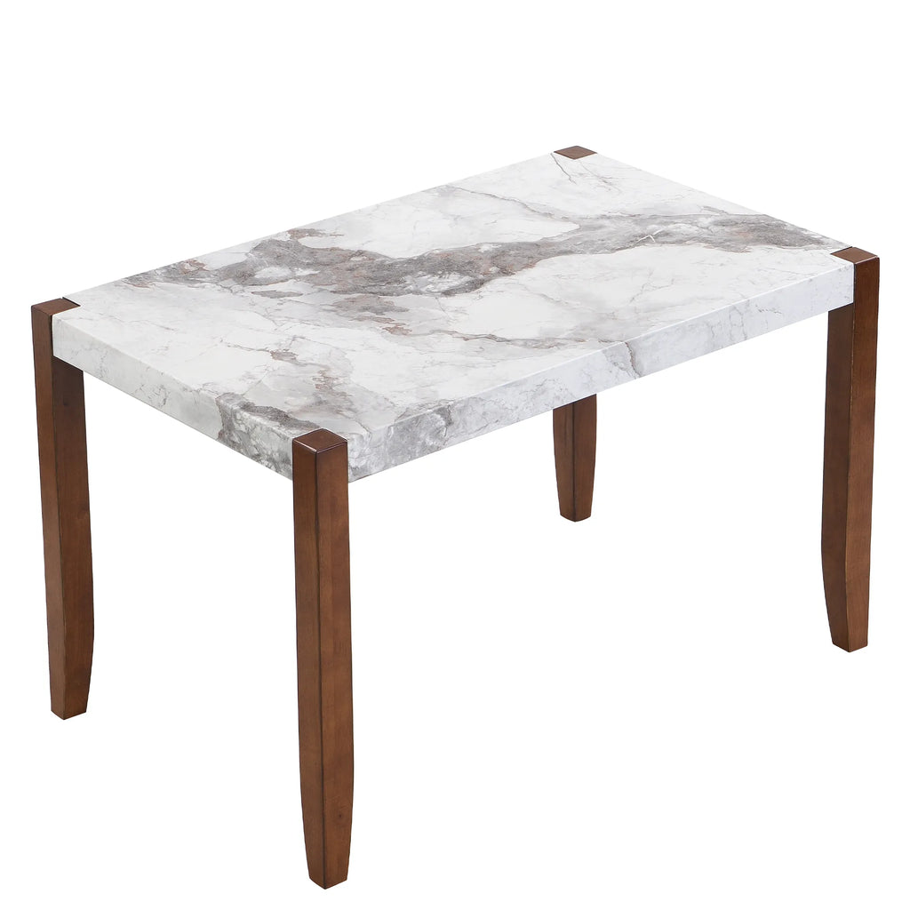 46" 5 Pieces Faux Marble Modern Dining Table Set