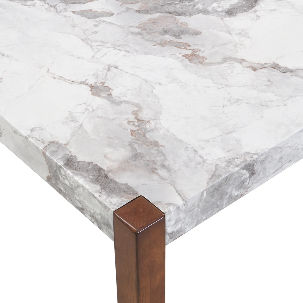 46" 5 Pieces Faux Marble Modern Dining Table Set