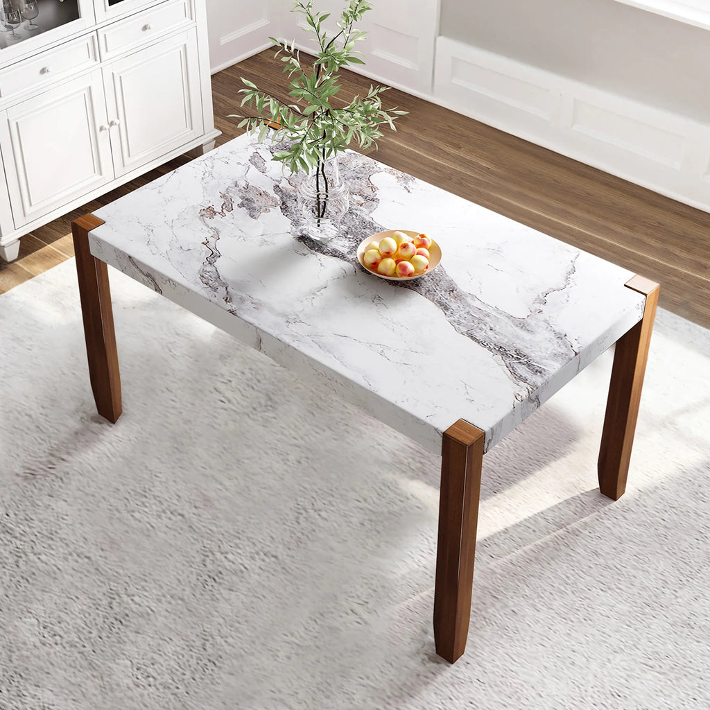 46" 5 Pieces Faux Marble Modern Dining Table Set