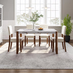 46" 5 Pieces Faux Marble Modern Dining Table Set