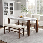 46" 5 Pieces Faux Marble Modern Dining Table Set