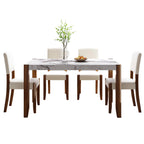 46" 5 Pieces Faux Marble Modern Dining Table Set
