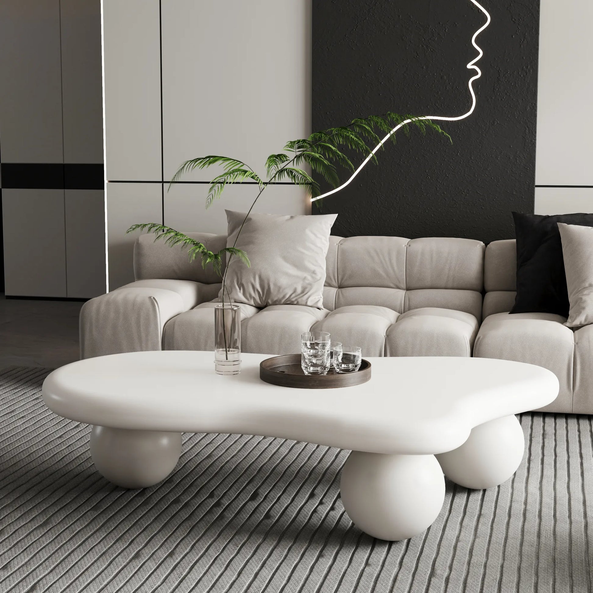 Cloud Coffee Table, With Ball Legs